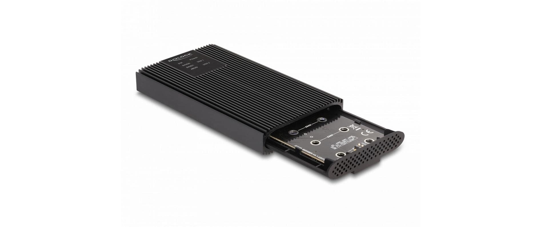 Delock 2xM.2 NVMe SSD Gehäuse USB-C, 20Gbps 2xM.2 NVMe PCIe, PCIe SSD, RAID