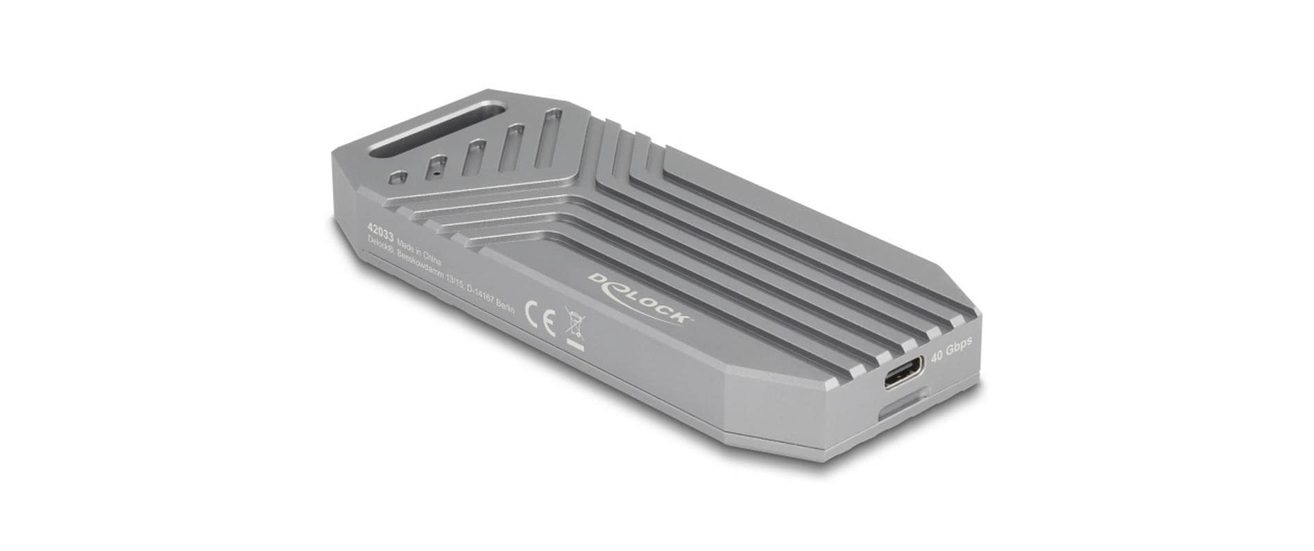 Delock M.2 NVMe SSD Gehäuse USB-C, 40Gbps Thunderbolt4, M.2 Key M Slot, PCIe SSD