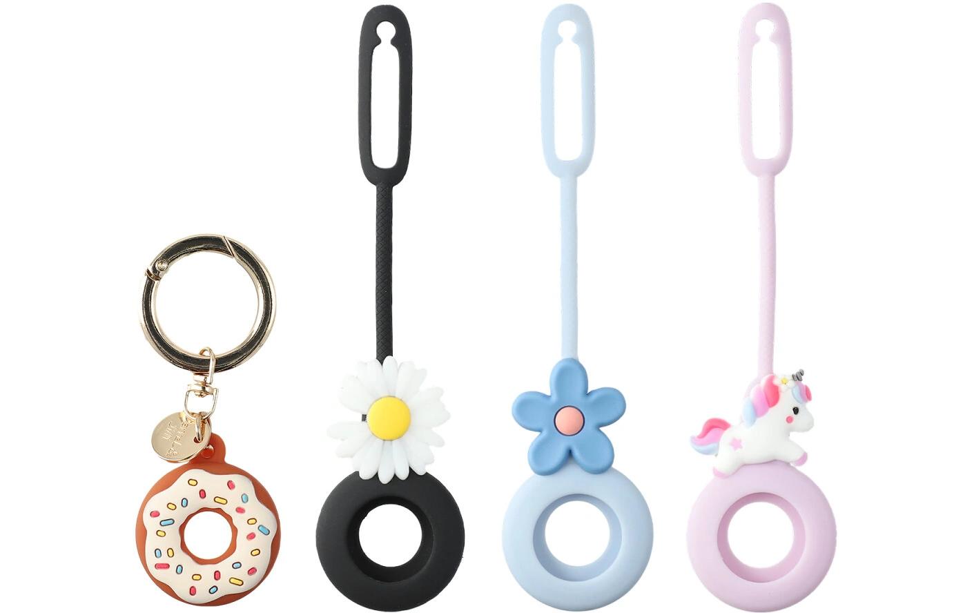 4smarts AirTag Case Silikon donut, schwarz, blau, einhorn