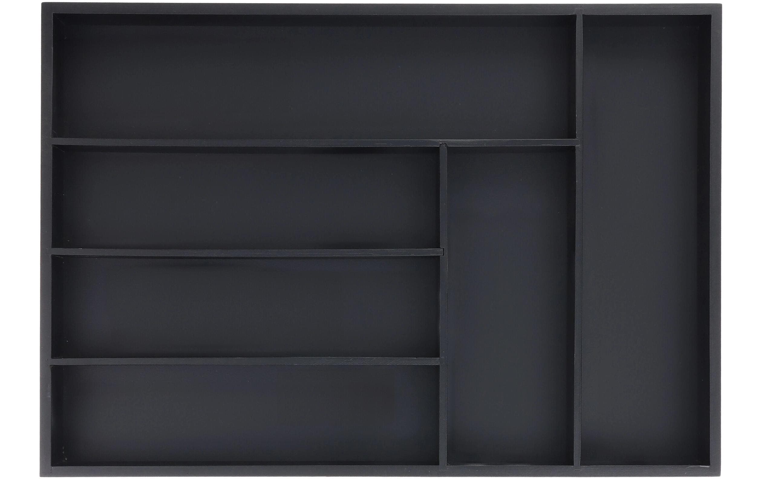 relaxdays Besteckkasten Bambus, 6 Fächer, Schwarz