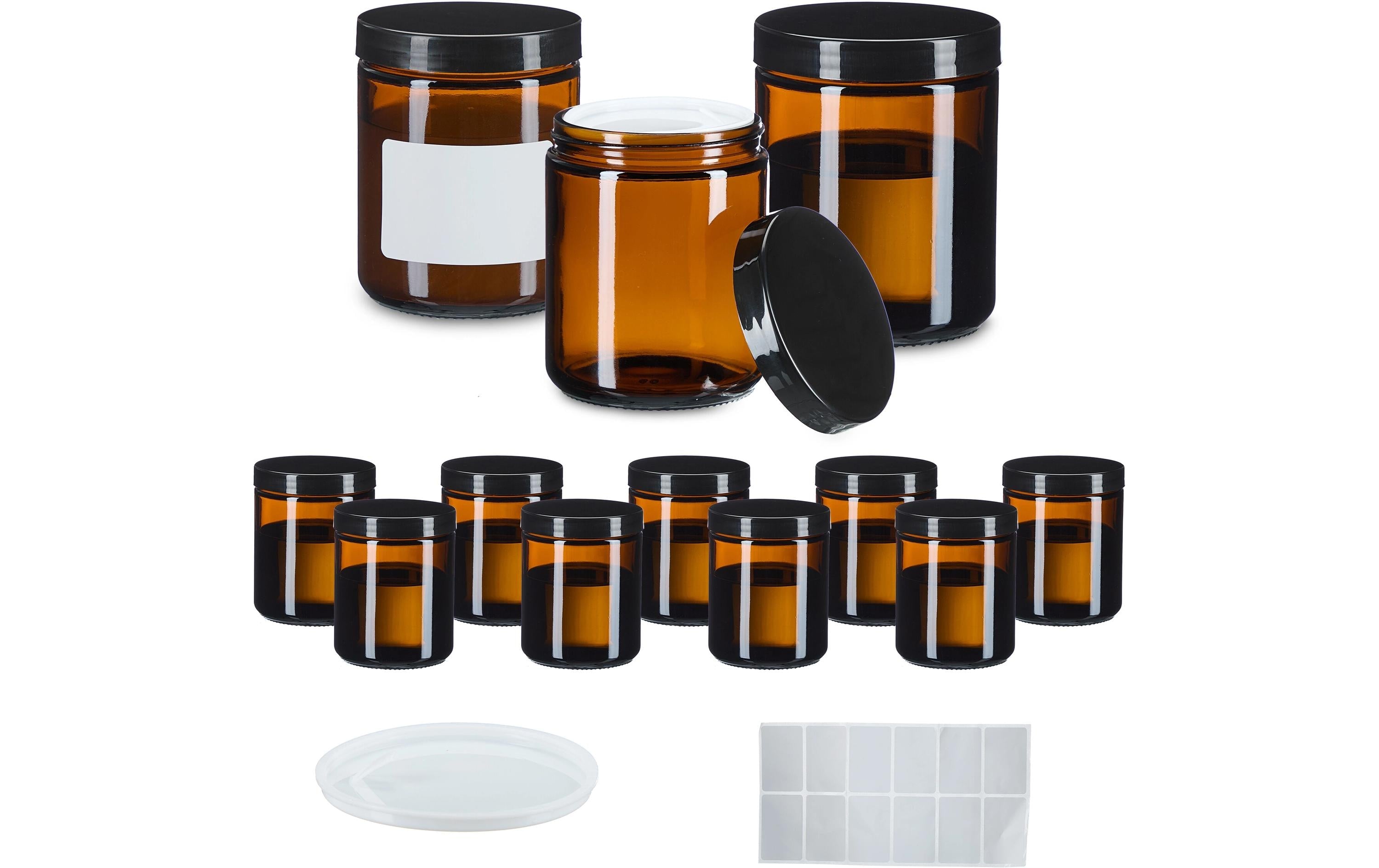 relaxdays Braunglas Salbentiegel 240 ml 12 Stück