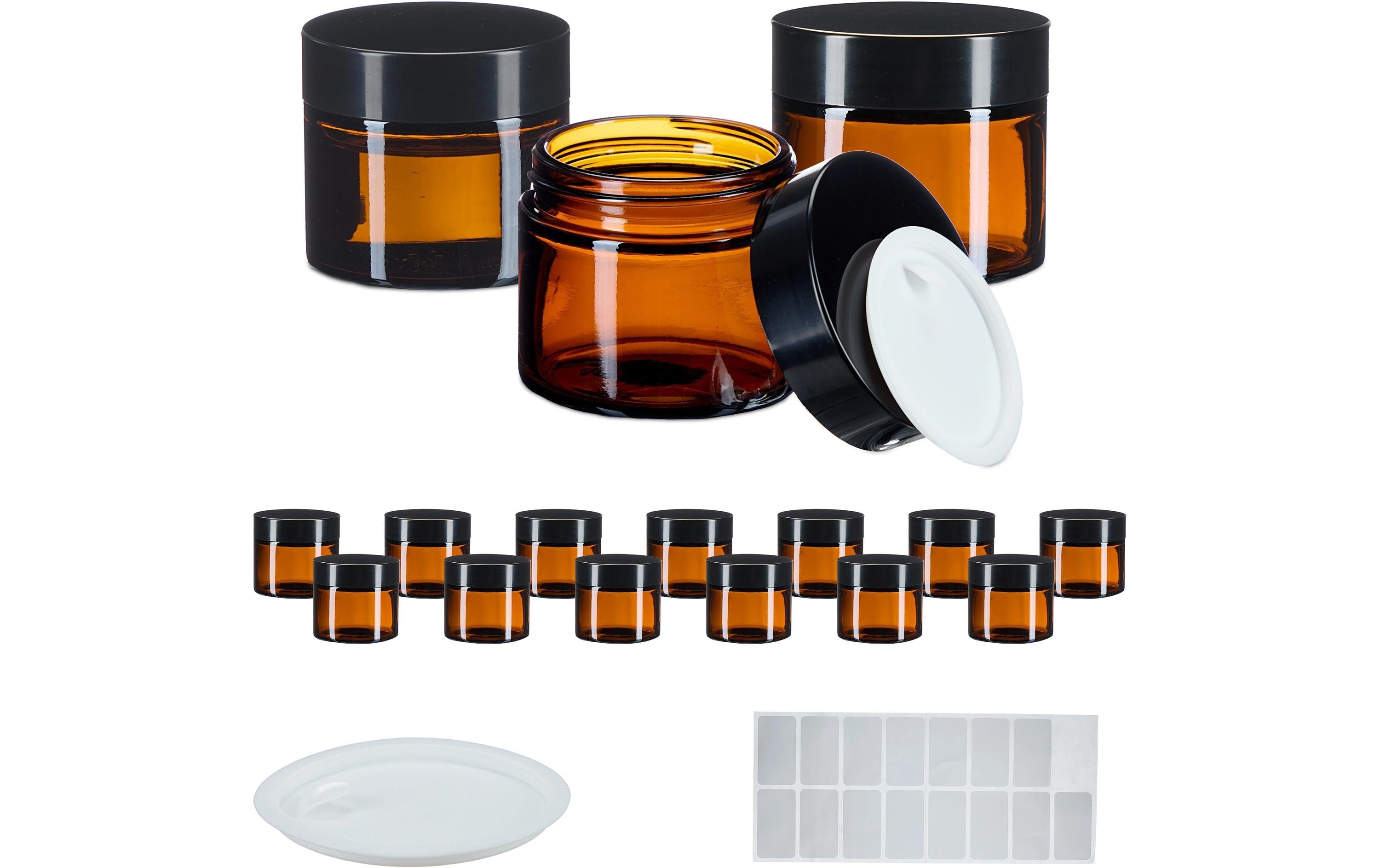 relaxdays Braunglas Salbentiegel 60 ml 16 Stück