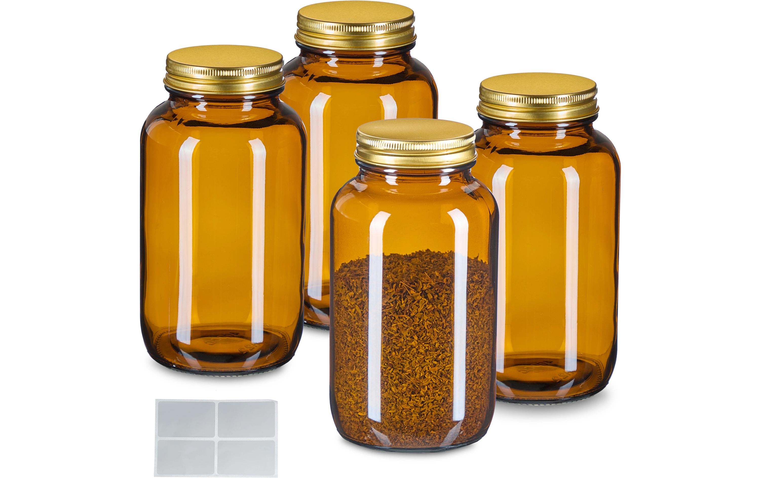 relaxdays Gewürzgläser 4er Set 400ml