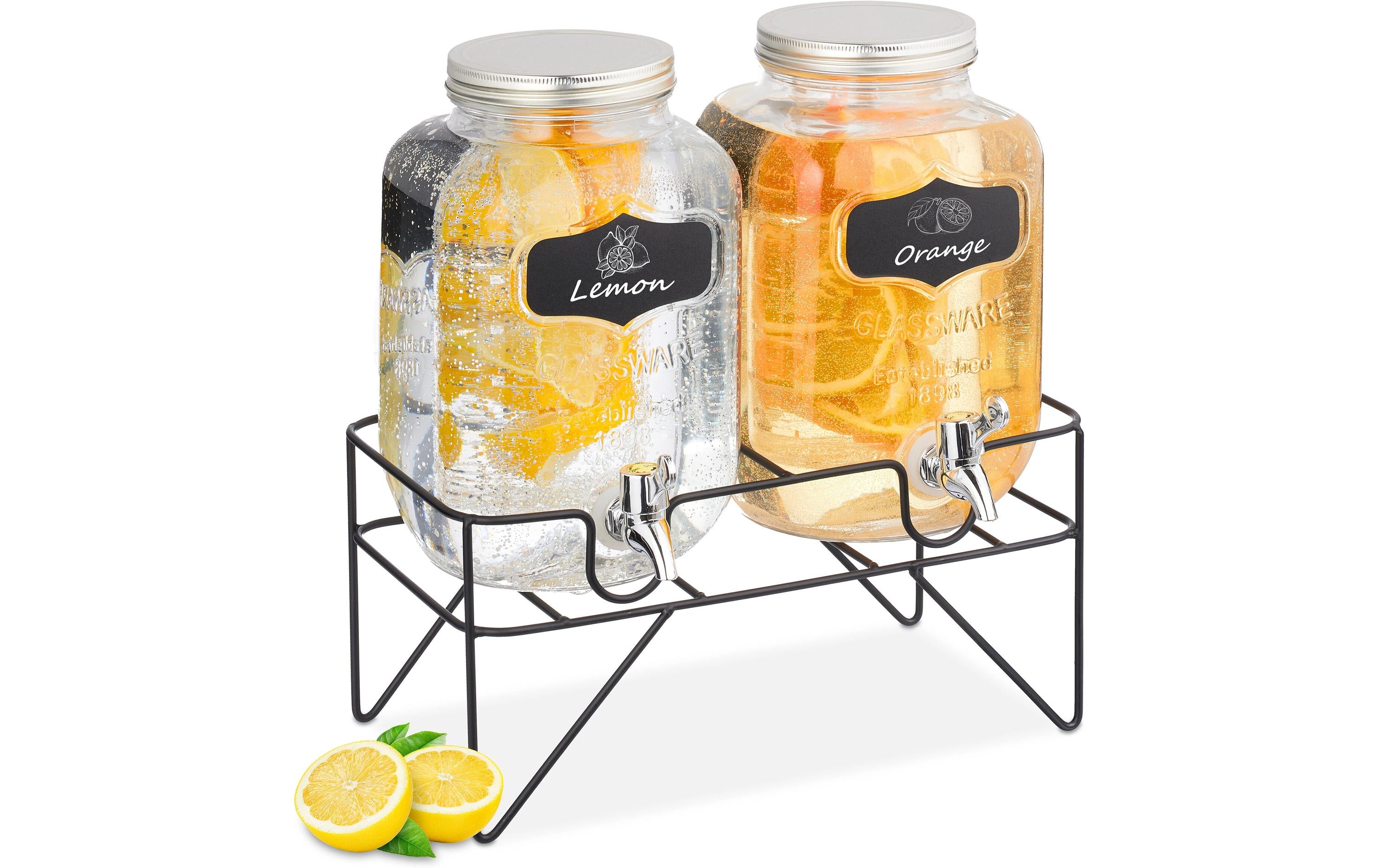 relaxdays Getränkespender 4 Liter 2er Set, je 4 Liter