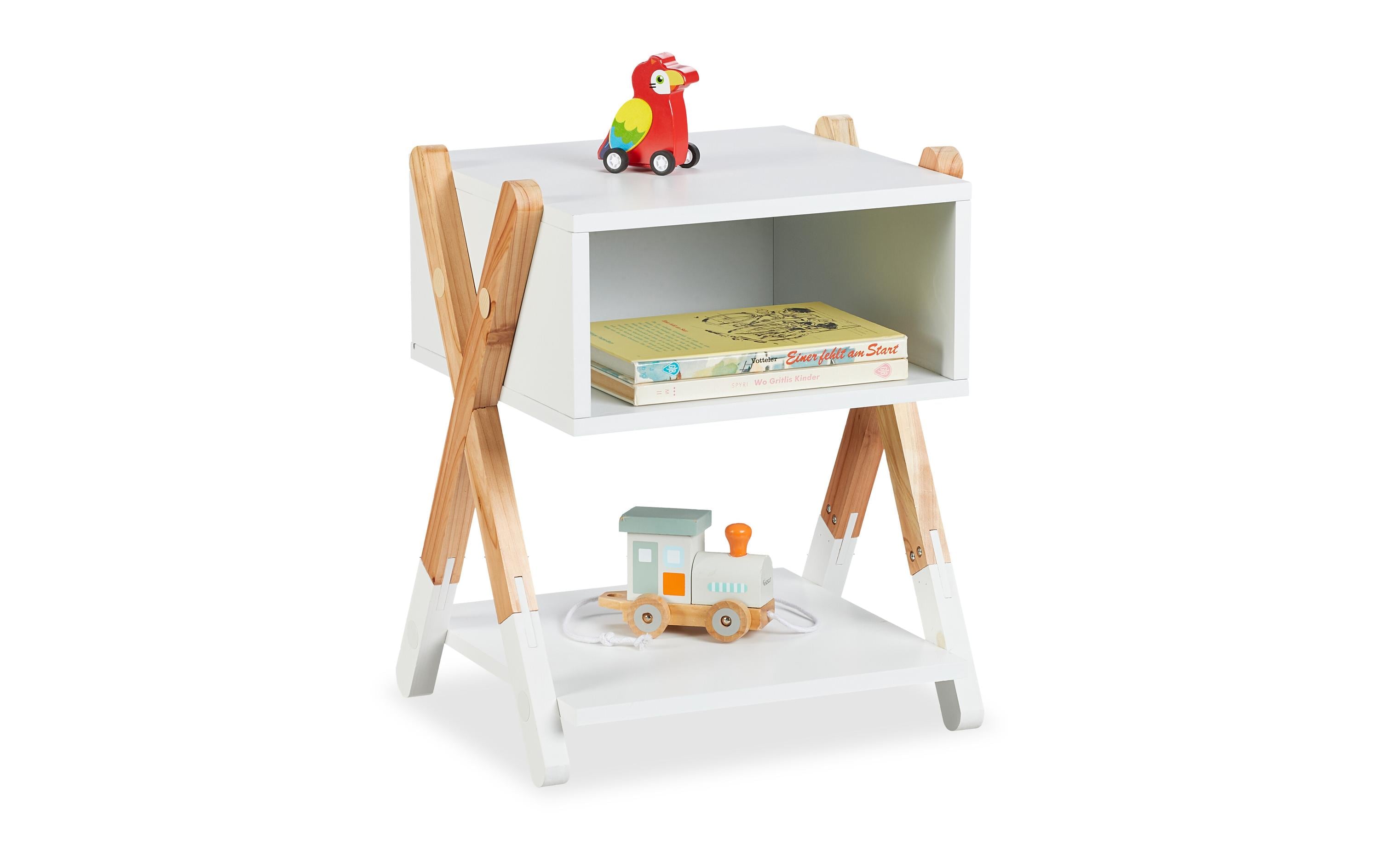 relaxdays Nachttisch für Kinder MDF, Kiefernholz, China