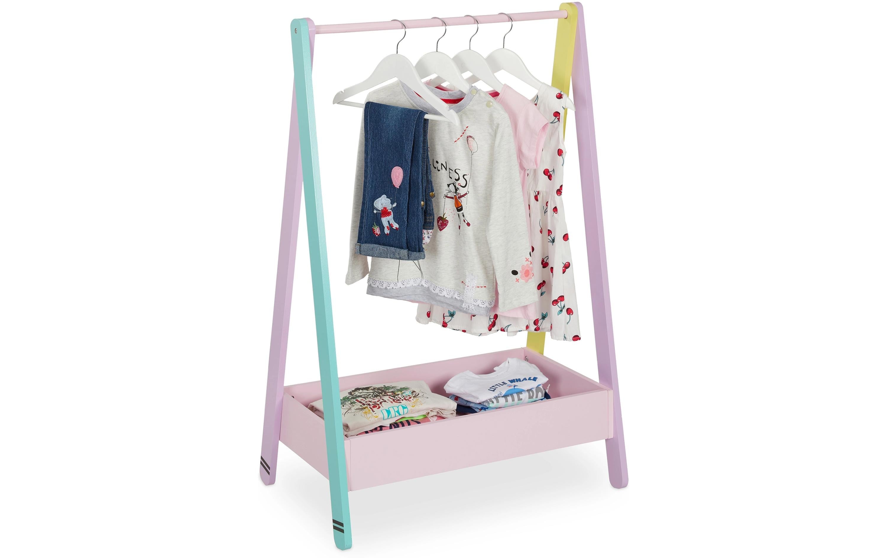 relaxdays Kleiderständer für Kinder MDF, Kiefernholz, China, Rosa