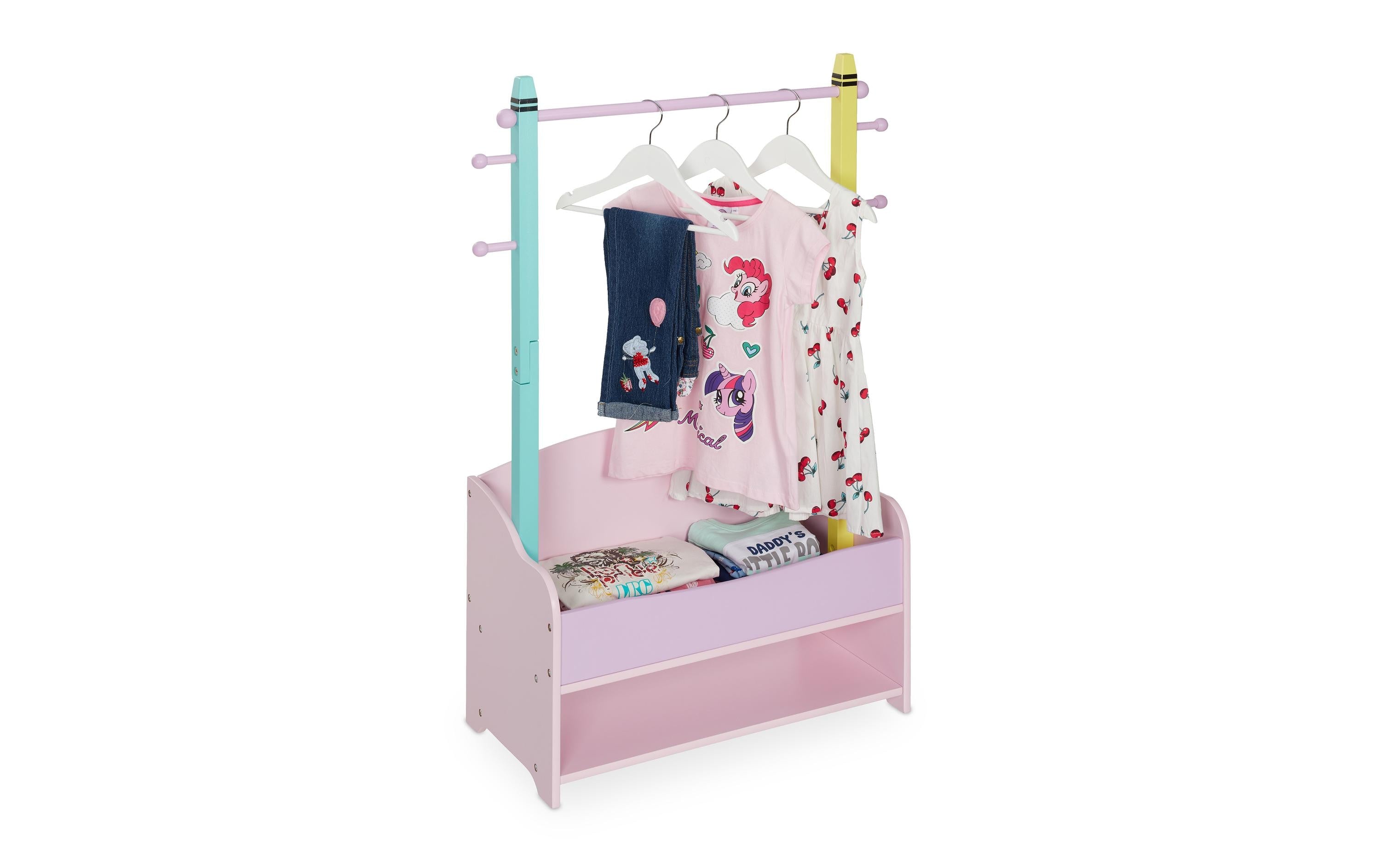 relaxdays Kleiderständer für Kinder MDF, Kiefernholz, China, Rosa