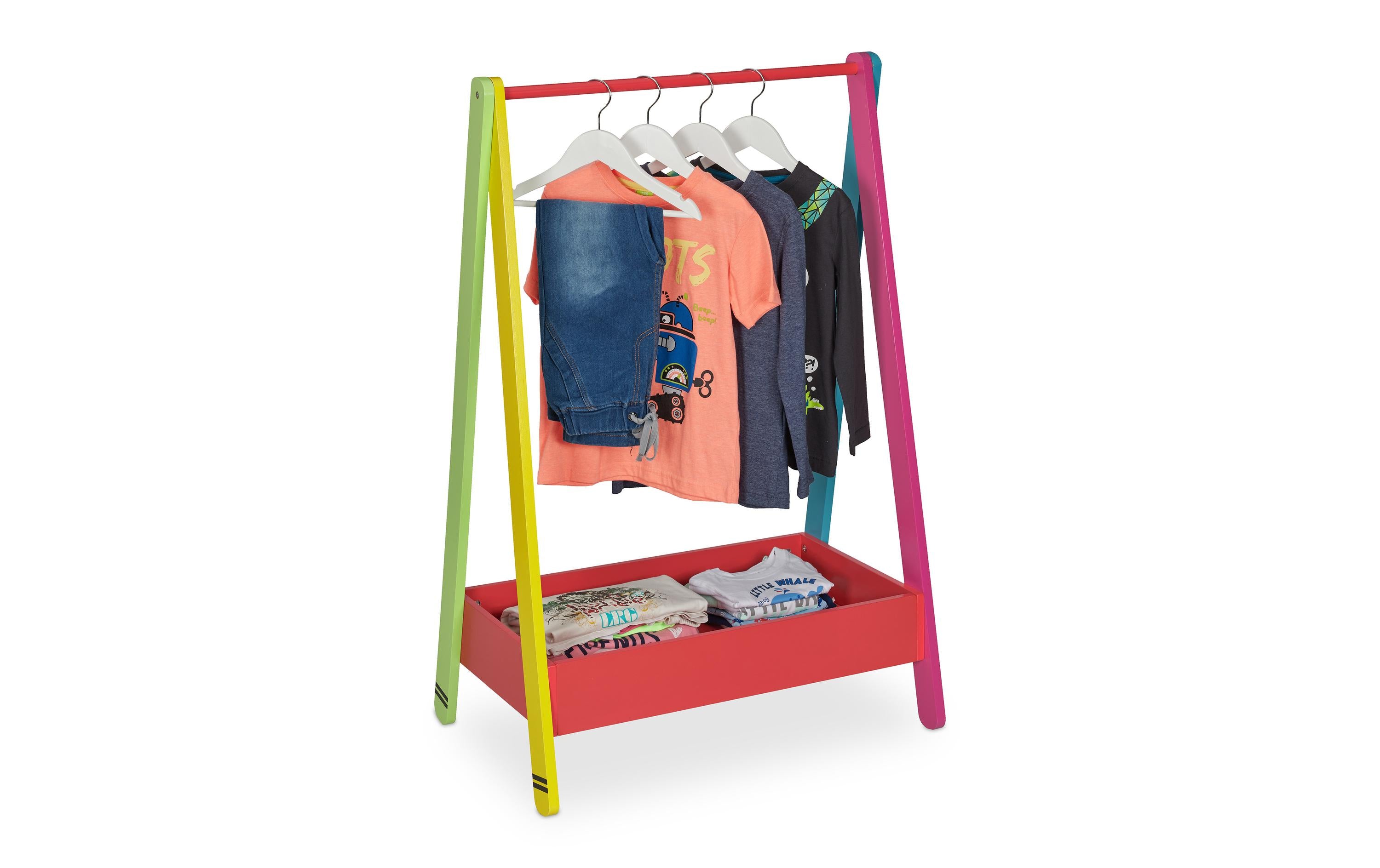 relaxdays Kleiderständer für Kinder MDF, Kiefernholz, China, Bunt