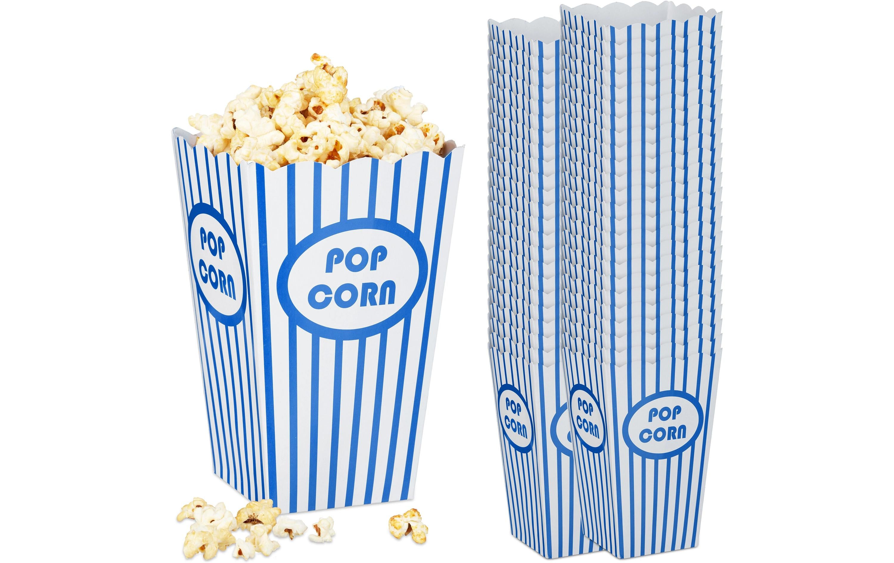 relaxdays Popcorntüten 48er Set Blau/Weiss, ca. 16 x 10,5 x 10,5 cm