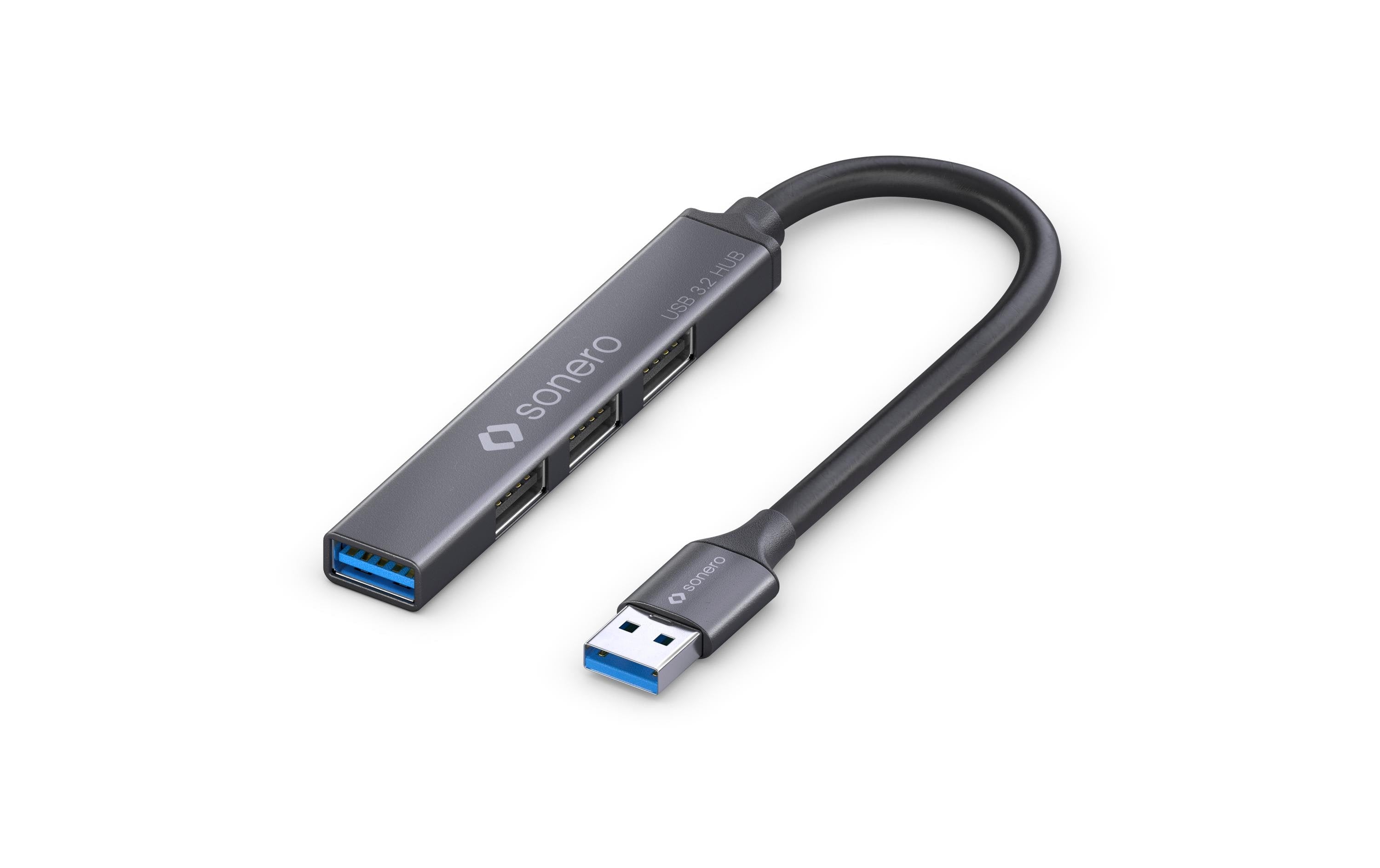 Sonero 4-Port Hub,1xUSB-A 3.2 Stecker,5Gbps 15 cm, Buchsen: 1xUSB-A 3.2, 3xUSB-A 2.0