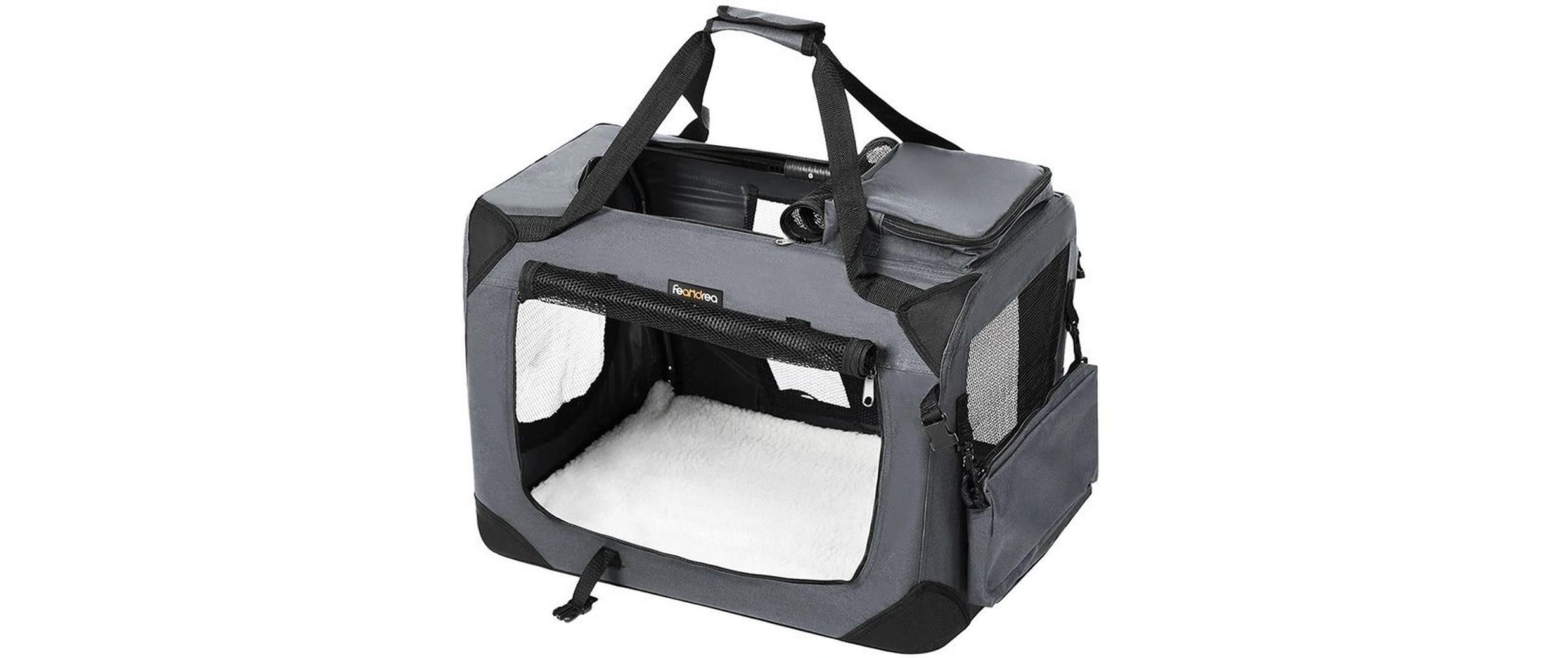 Feandrea Transportbox für Hunde & Katzen M grau, 60.0x42.0x42.0cm