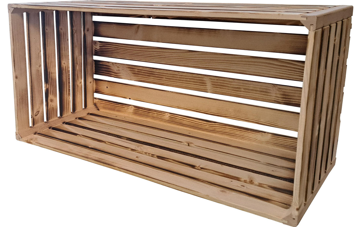Holz Zollhaus Holzharasse geflammt 35x70x32 cm (HxLxB), Fichte/Tanne/Buche