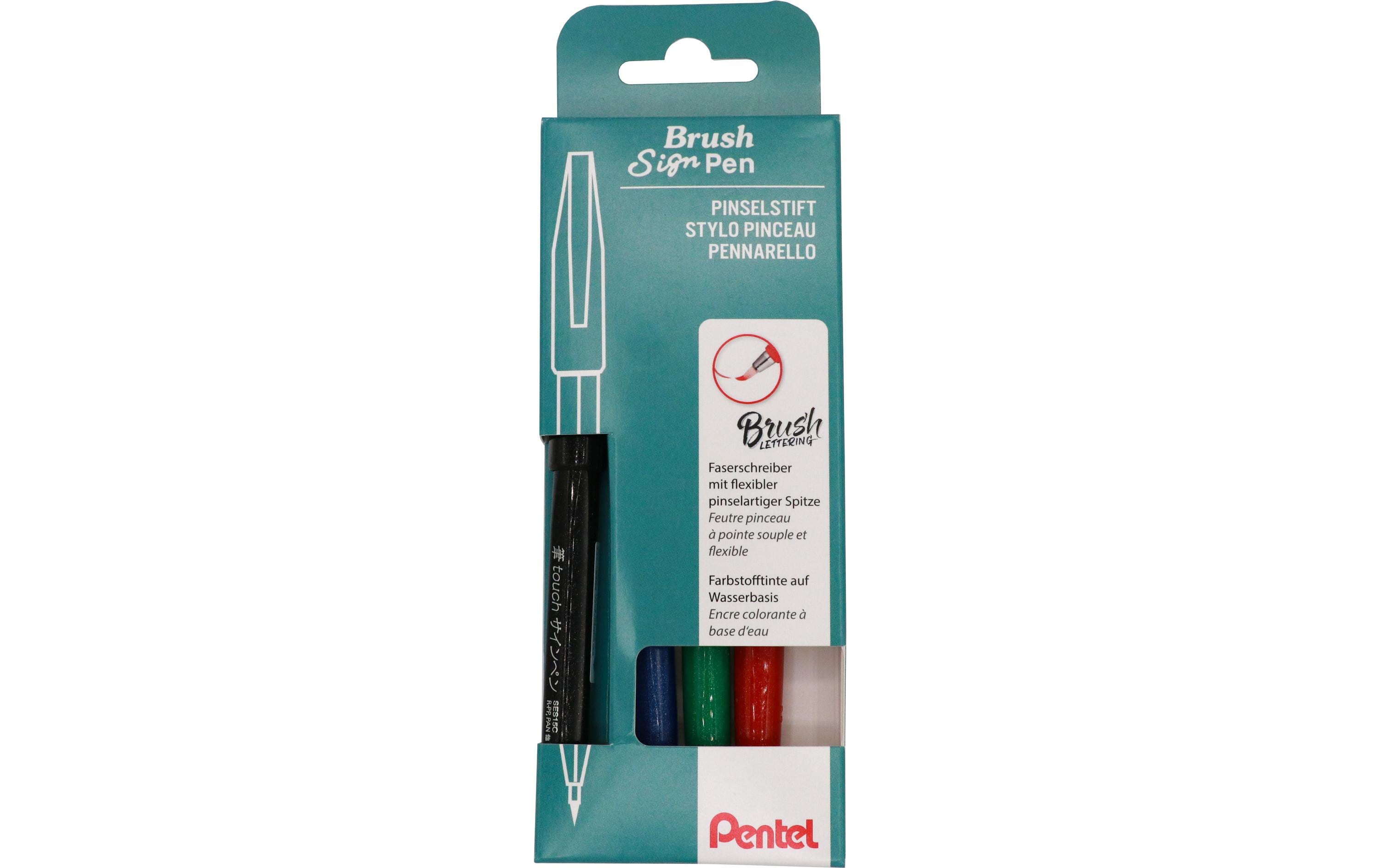 Pentel Brush Sign Pen, Faserschreiber 4er Set