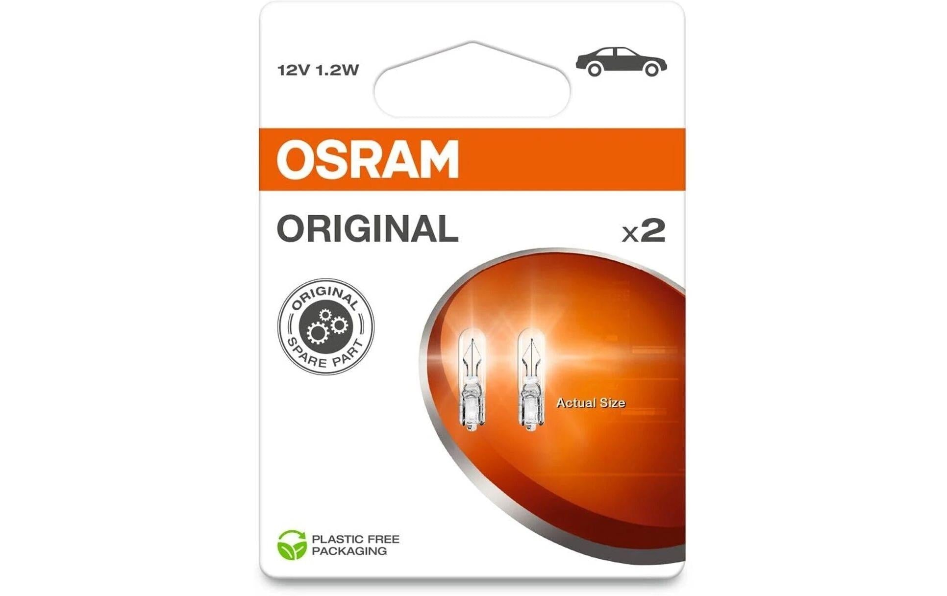 OSRAM Glassockellampe Doppelblister 12V 1W W2x4.6d
