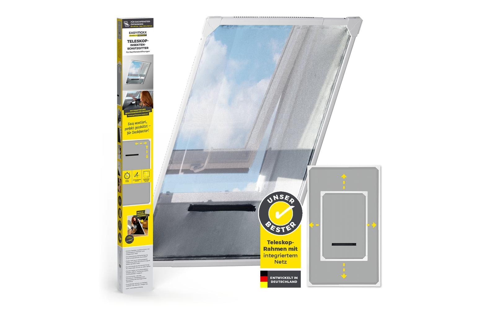 EASYmaxx Moskitonetz Dachfenster Magic Fit Moskitonetz, 160x100cm, weiss