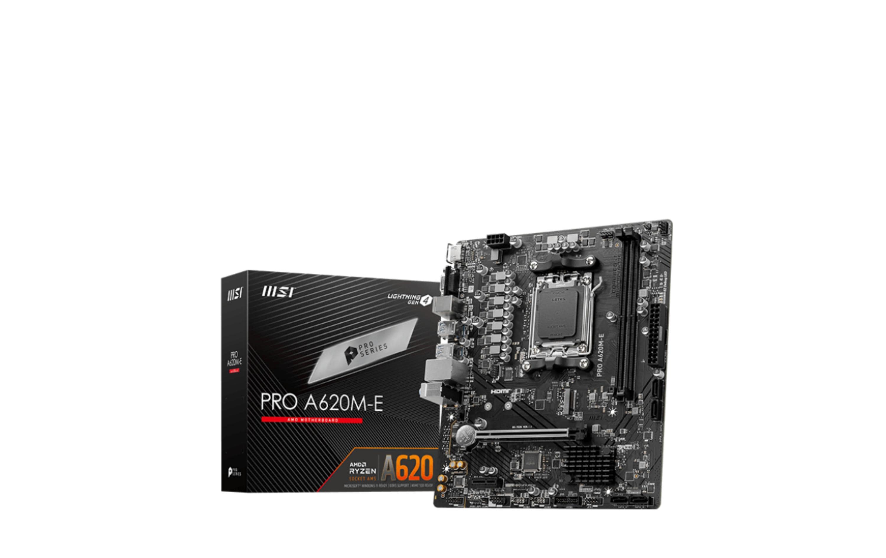 MSI PRO A620M-E, AM5, mATX AMD A620, 2x DDR5, PCIe 4.0, HDMI, VGA