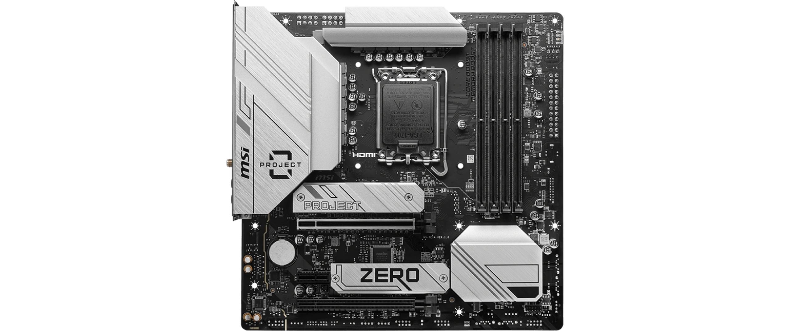 MSI B760M PROJECT ZERO, LGA1700, mATX Intel B760, 4x DDR5, PCIe 5.0, HDMI, DP