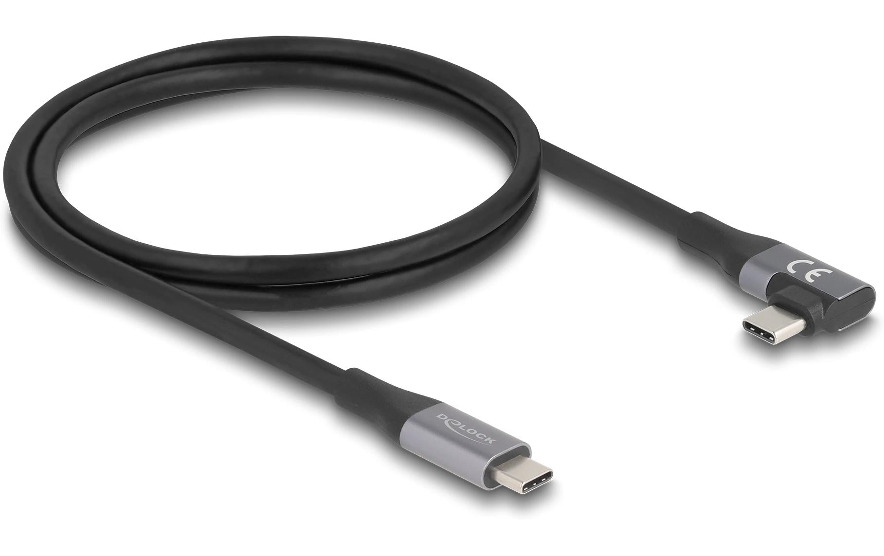 Delock USB4 40 Gbps, PD3.1, 240W, 1m gewinkelt, max DP2.0, max 8K 60Hz