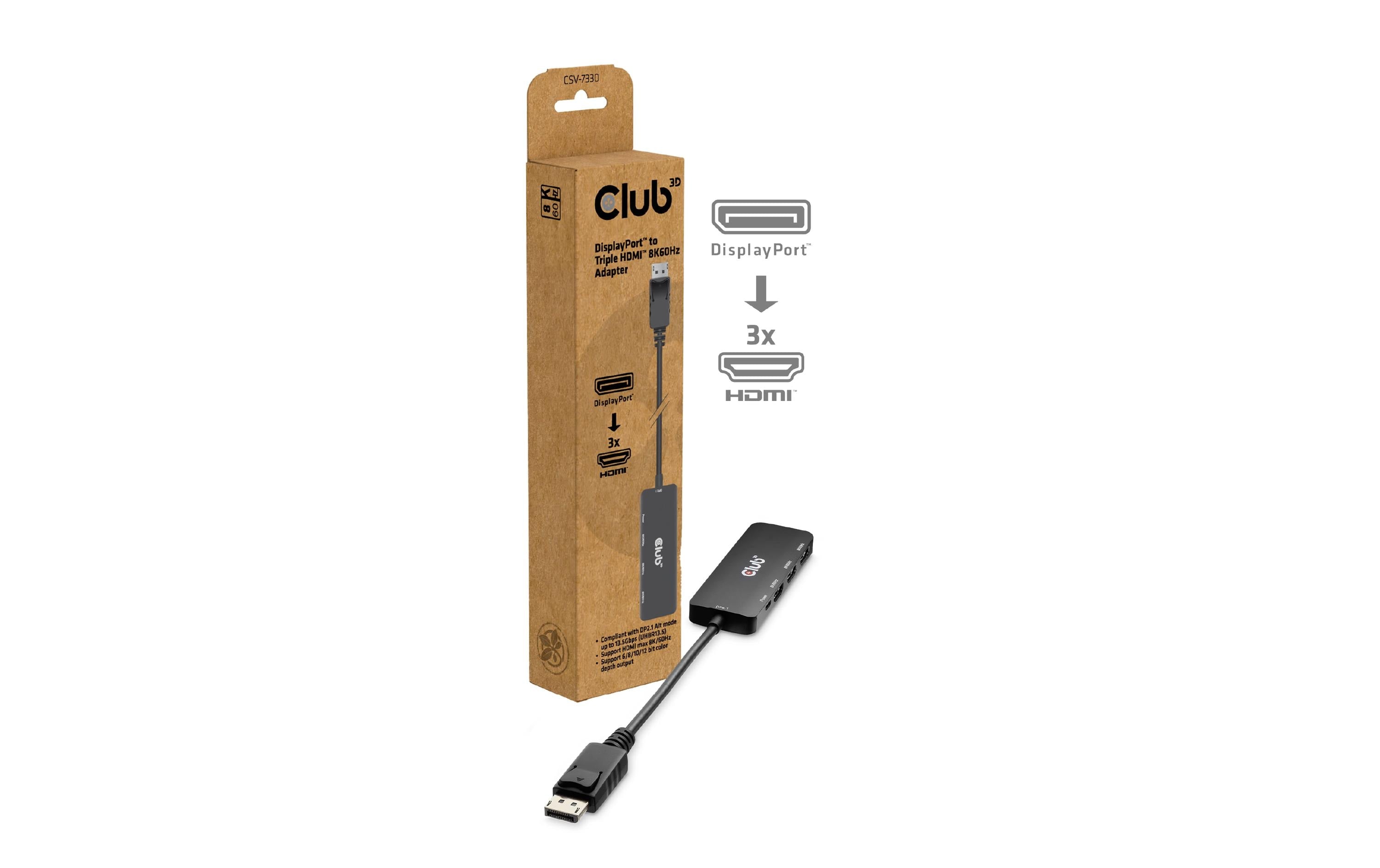 Club 3D, DP auf 3xHDMI Hub, Triple HDMI-Ausgang