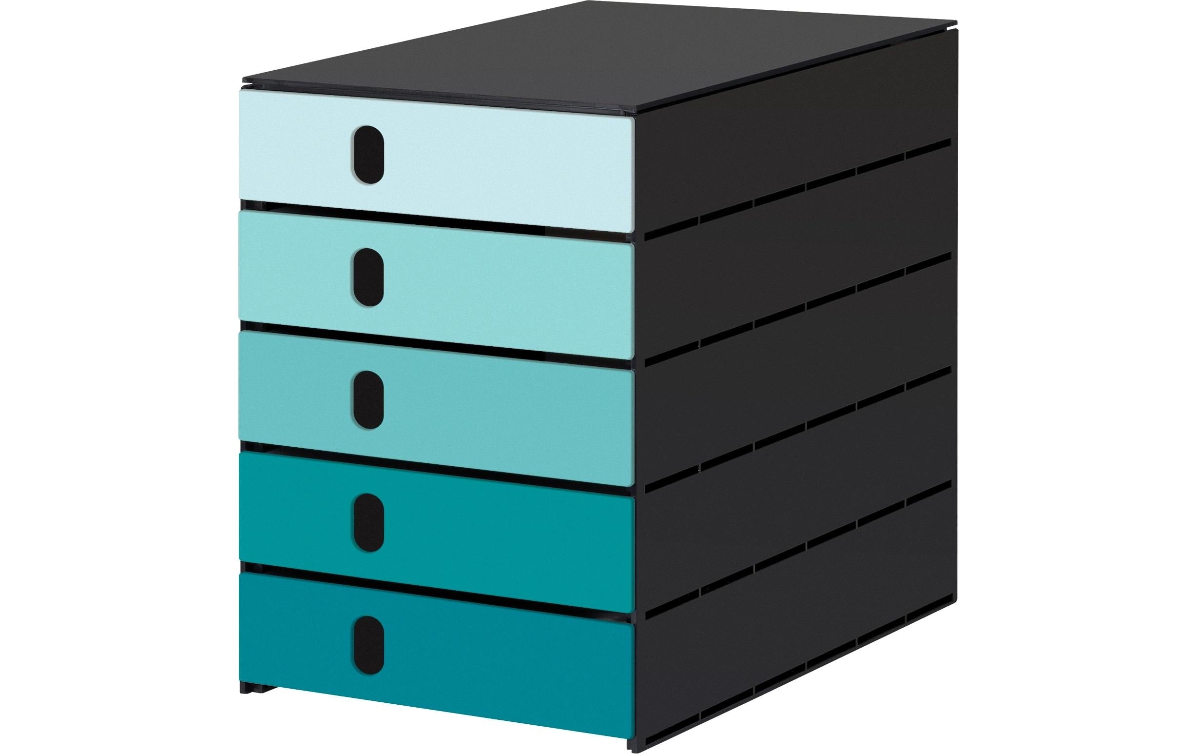 Styro Schubladenbox styroval öko color flow 5 Schubladen aqua / schwarz
