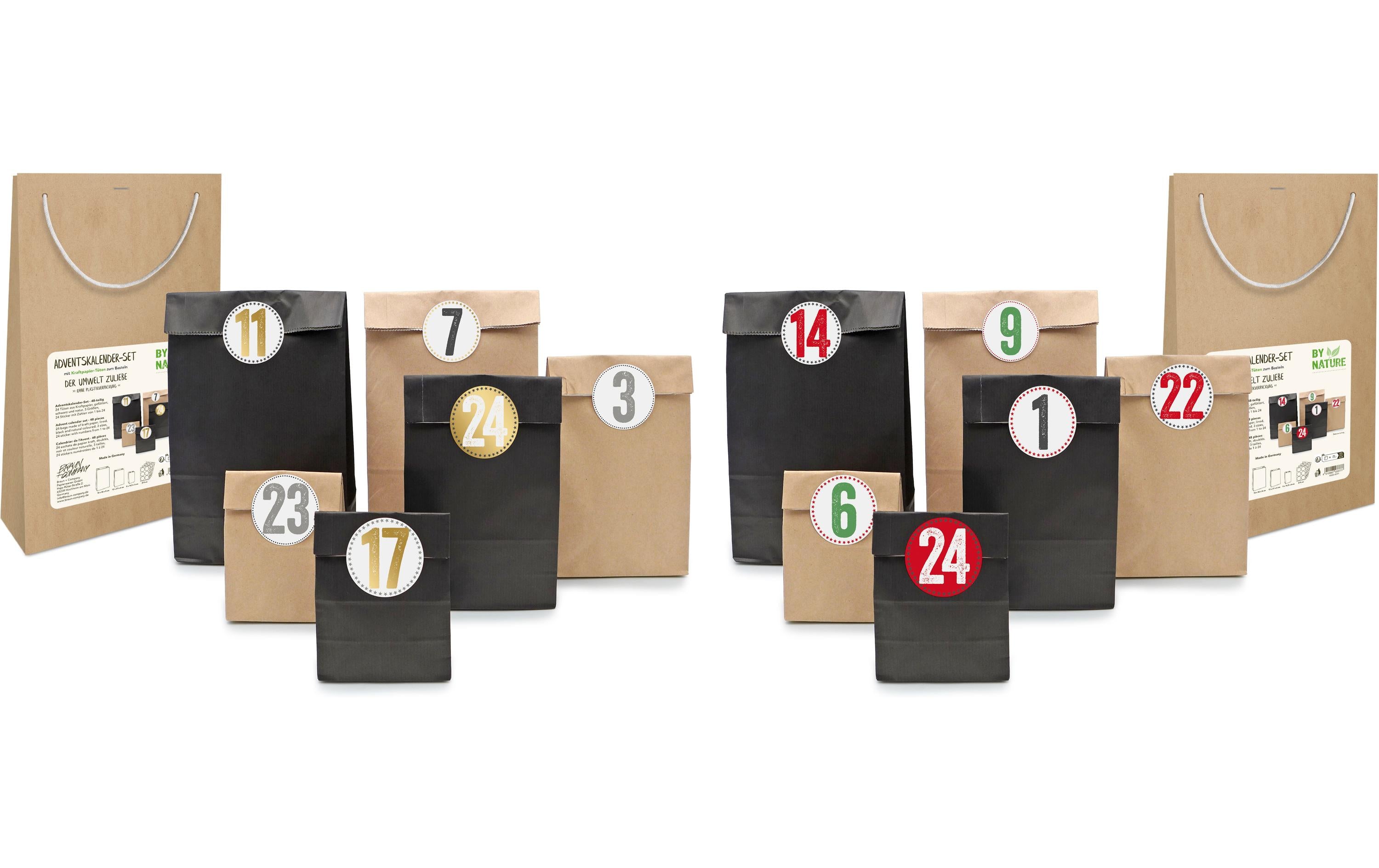 B+C Adventskalender Set Pure 24 Tüten,48-teilig