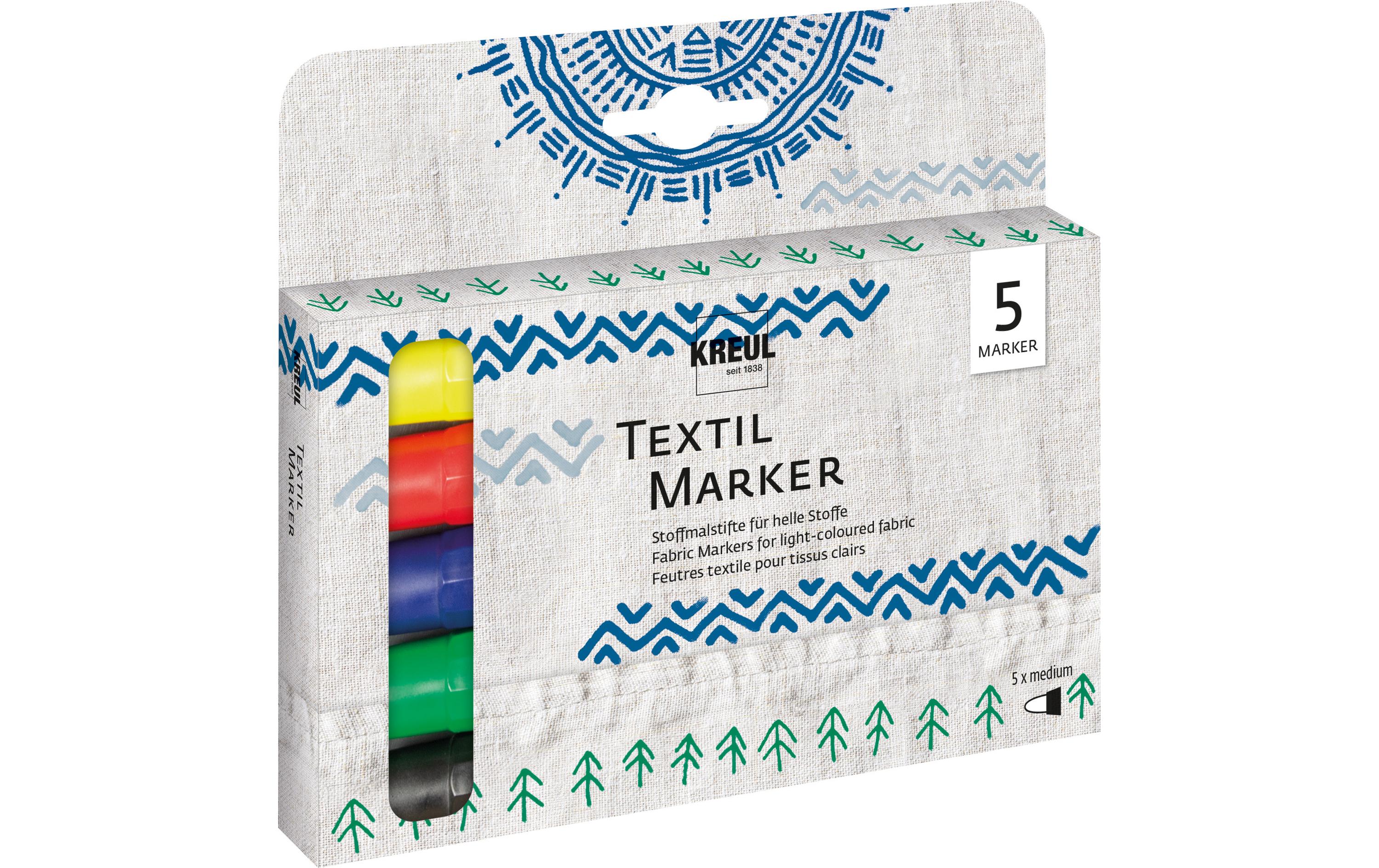 Kreul Textil Marker medium Set 5 Stück
