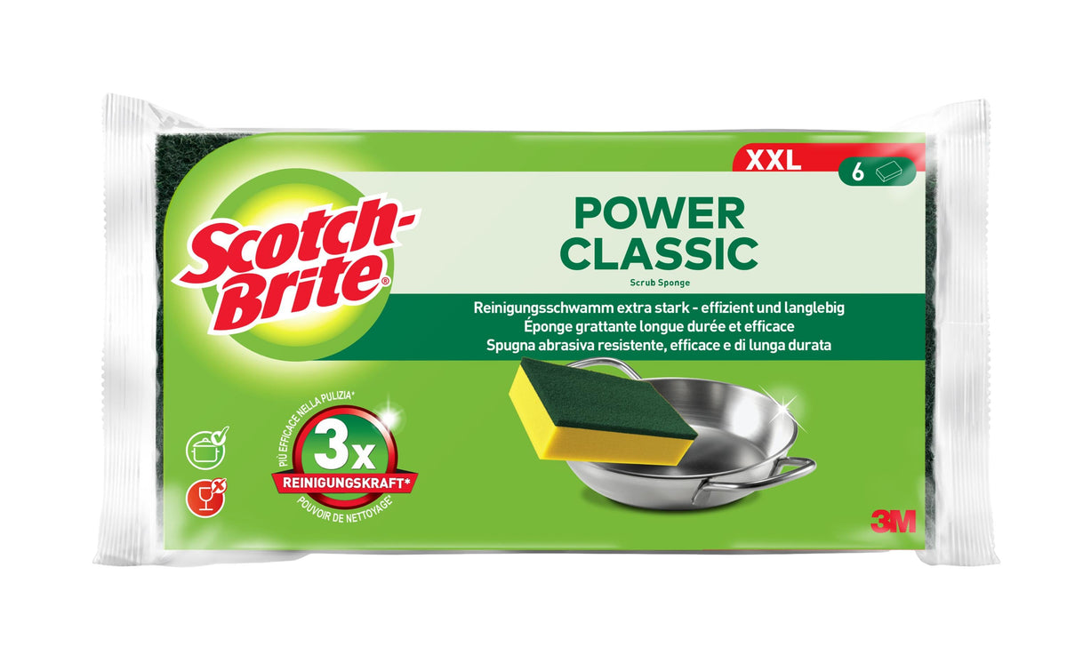 3M Scotch-Brite Schwamm Classic XXL Inhalt 6 Stück, kratzend, Griffschwamm