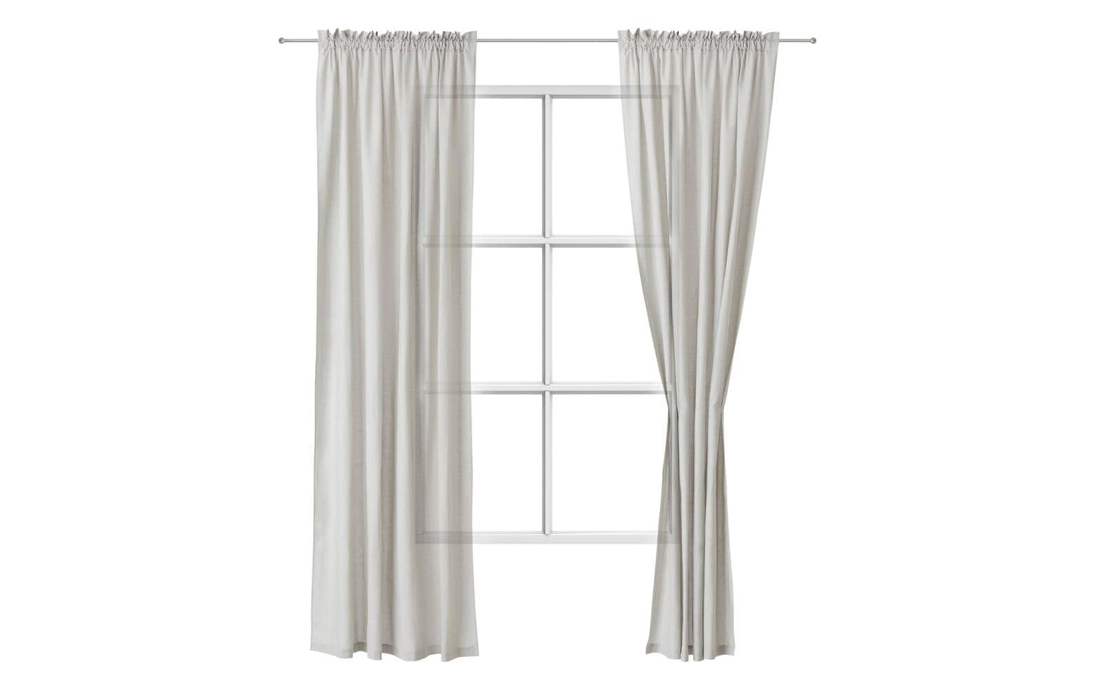 URBANARA Vorhang Hellgrau 2er Set 140x245cm 100% Baumwolle, 190g/m2, OEKO-TEX®100, 40C