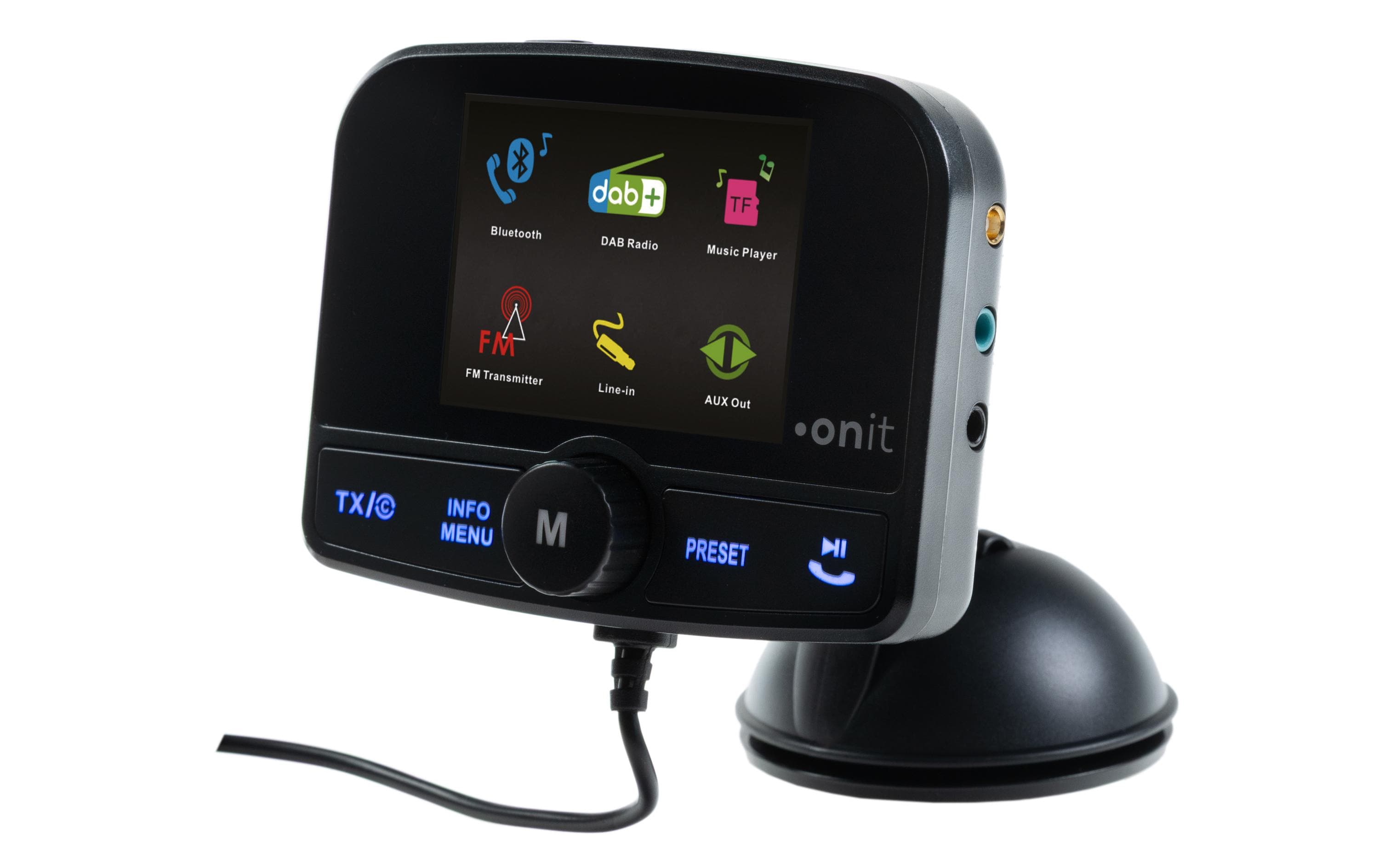 onit DAB-FM-Transmitter Media&Assist DAB&DAB+/2.4"TFT/RDS/BT/TFcard/AUXout