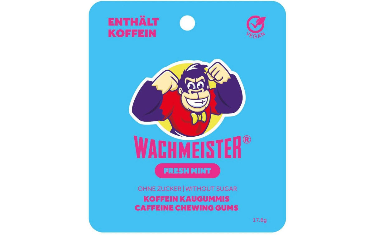 Wachmeister Koffein Kaugummi Minze Enthält 8Stk Kaugum, 30 mg Koffein pro Stk.