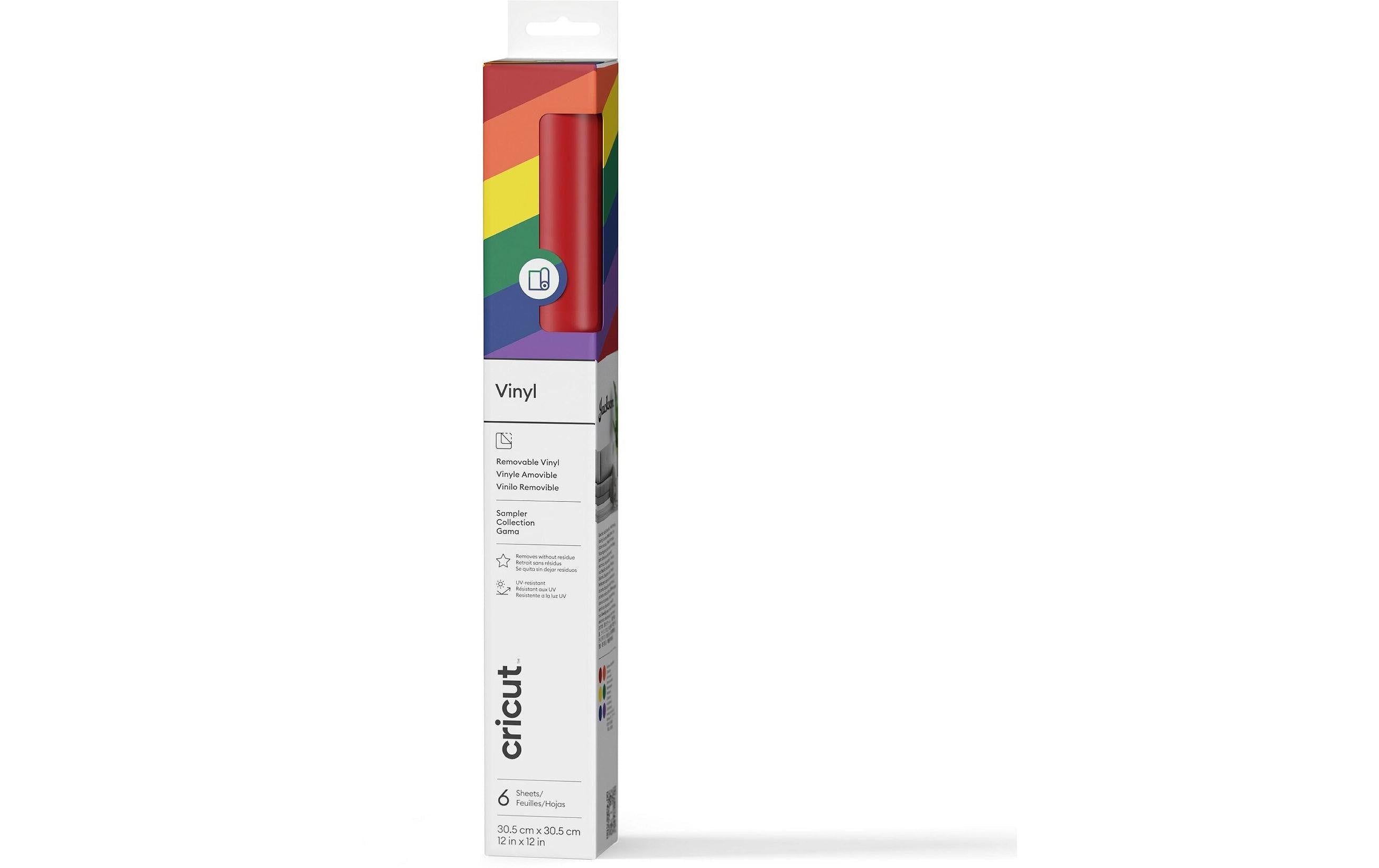 Cricut Vinylfolie wiederablösbar Musterpack Regenbogen, 6 Bögen à 30.5x 30.5cm