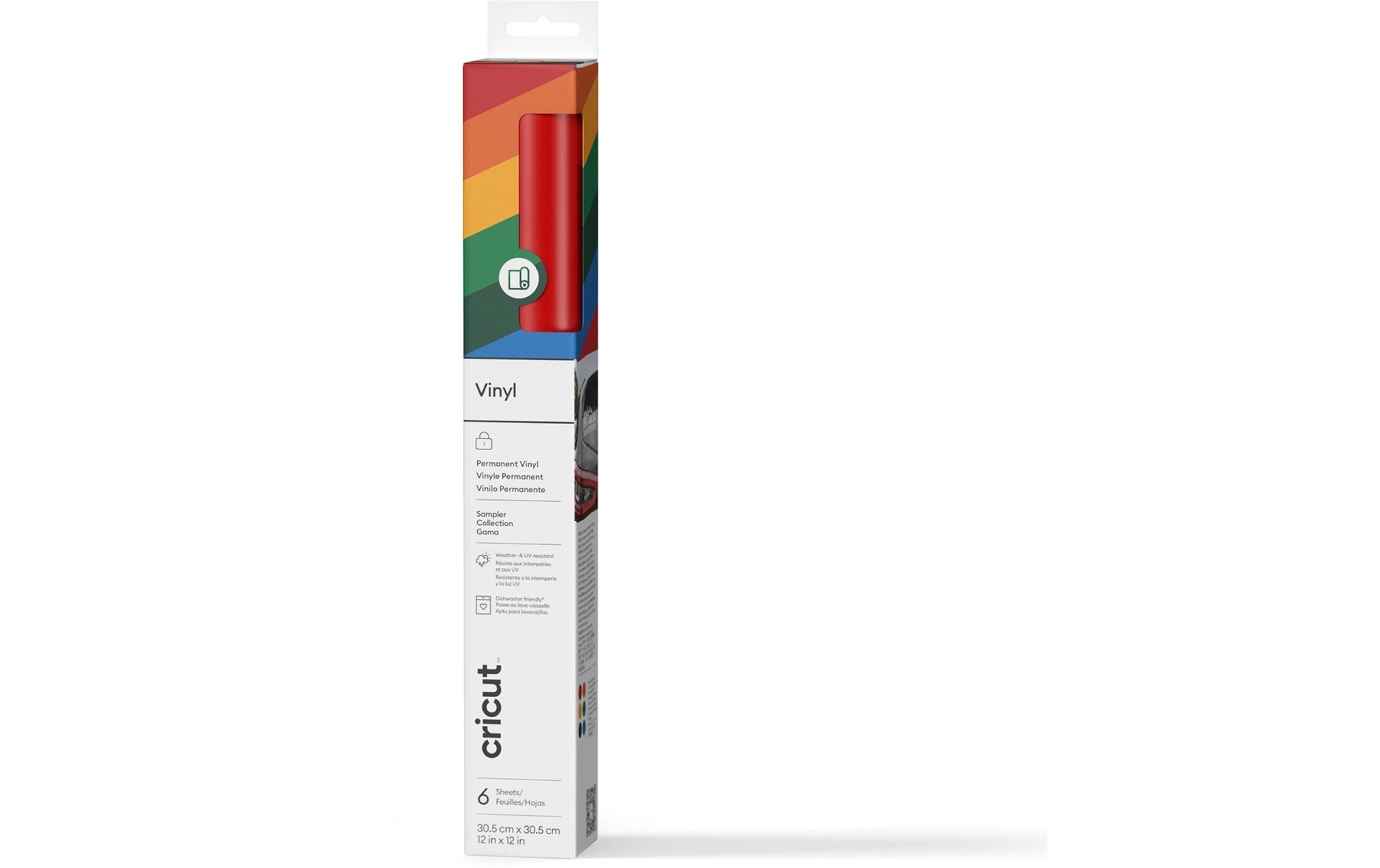 Cricut Vinylfolie Permanent Musterpack knallige Farben, 6 Bögen à 30.5 x 30.5 cm