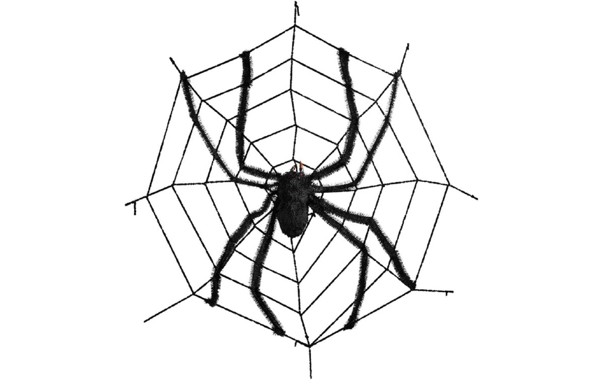 Dekomat Spinnennetz mit Spinne Ø 150cm, Kunststoff, Synthetik