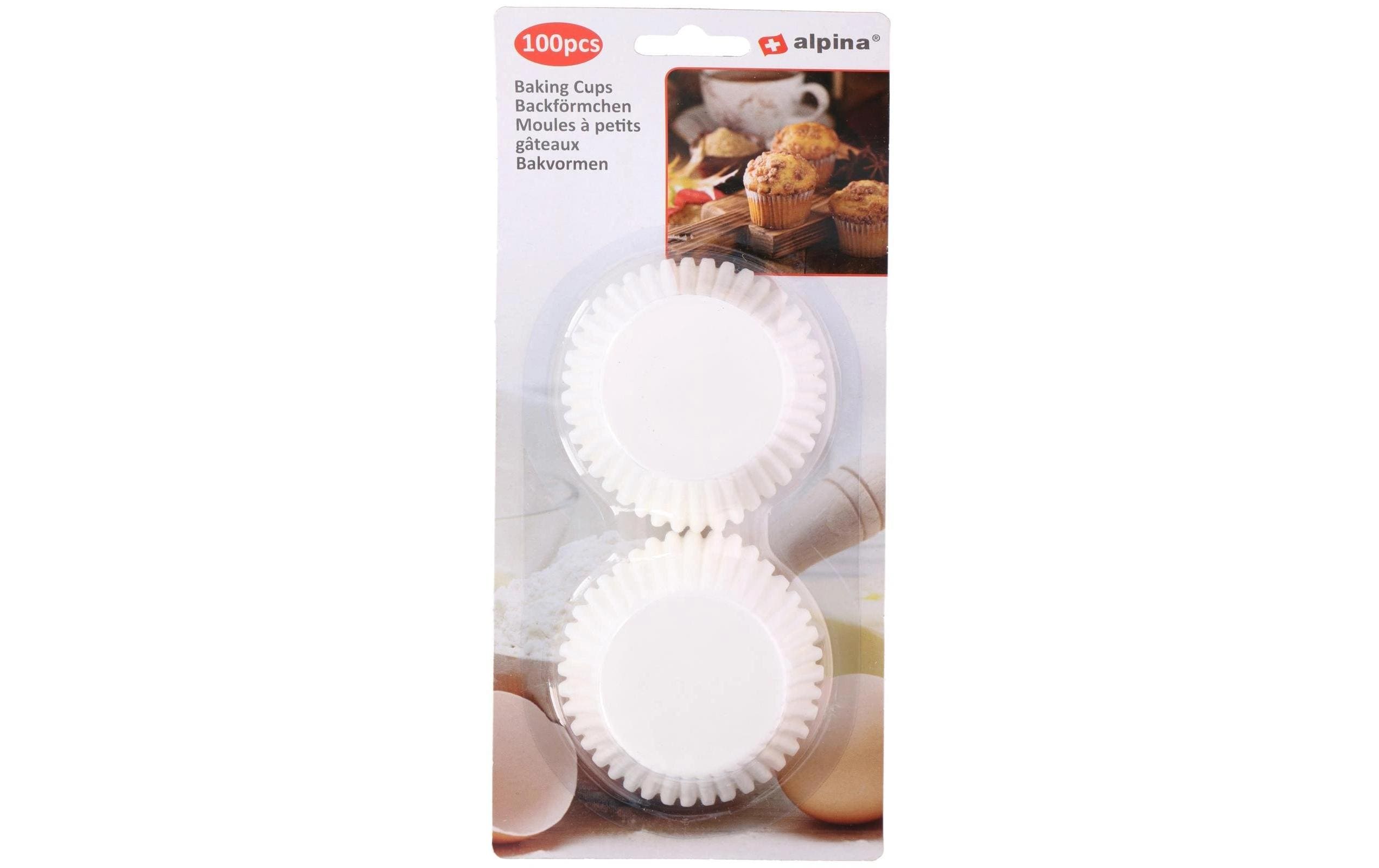 Alpina Backförmchen Weiss, 100 Stück 7x3 cm (DxH), PAP BL