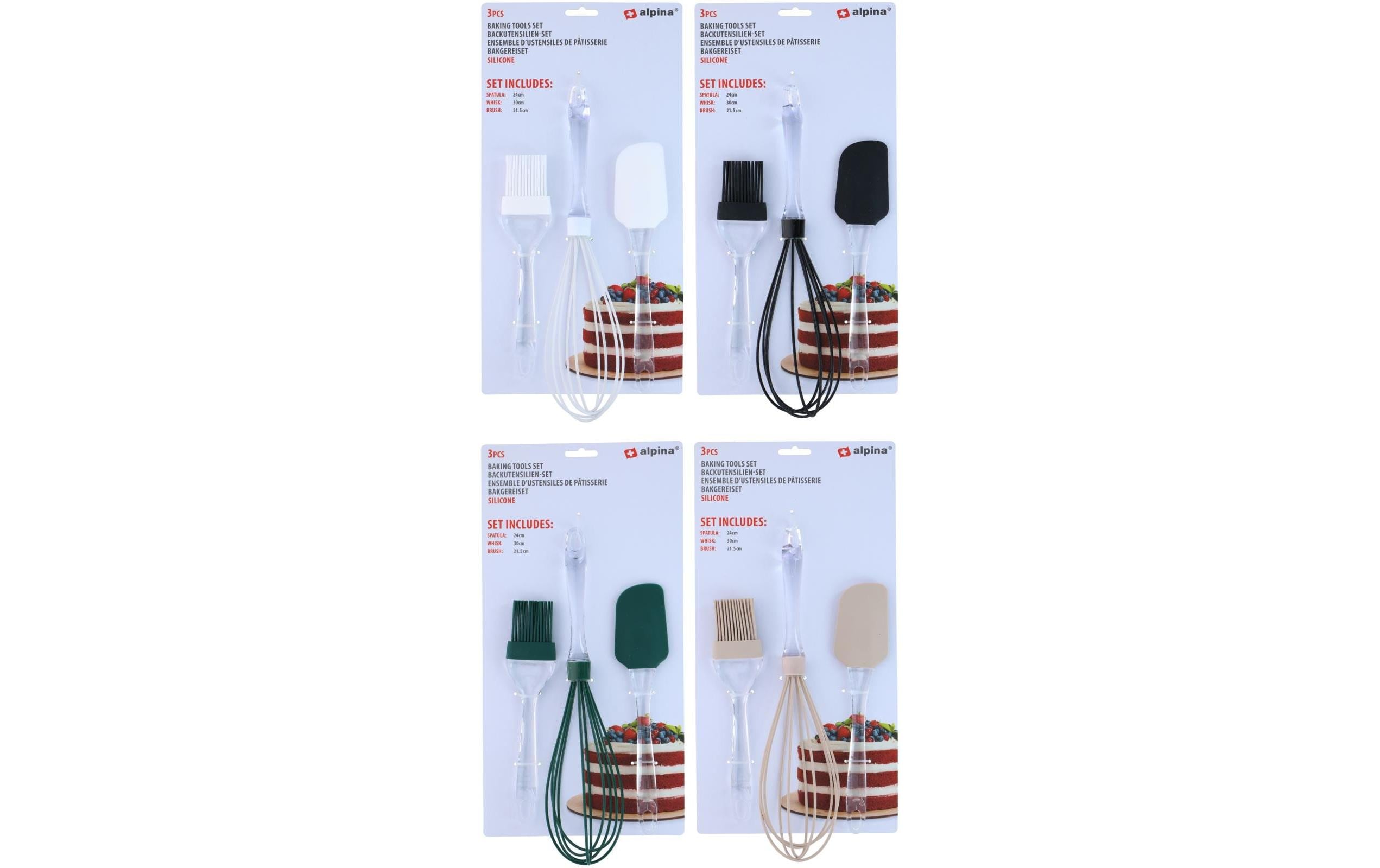 Alpina Kochutensilien Set, 3-teilig assortiert, Silikon
