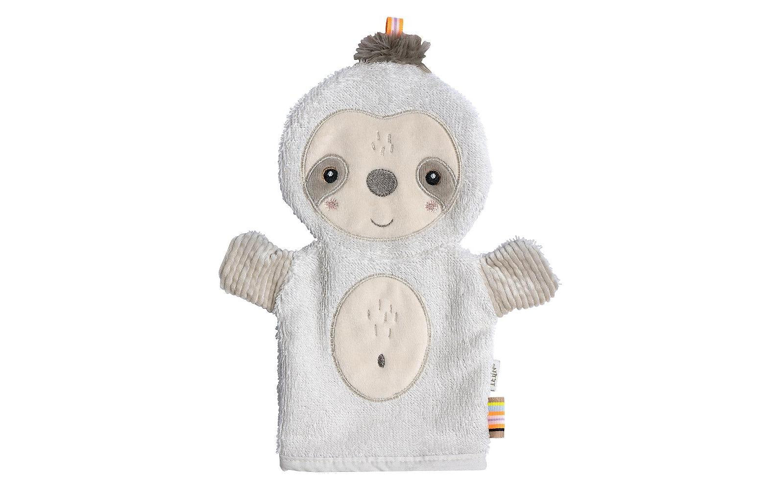 Fehn Waschhandschuh Faultier Grau/Beige ab 0+ Monaten