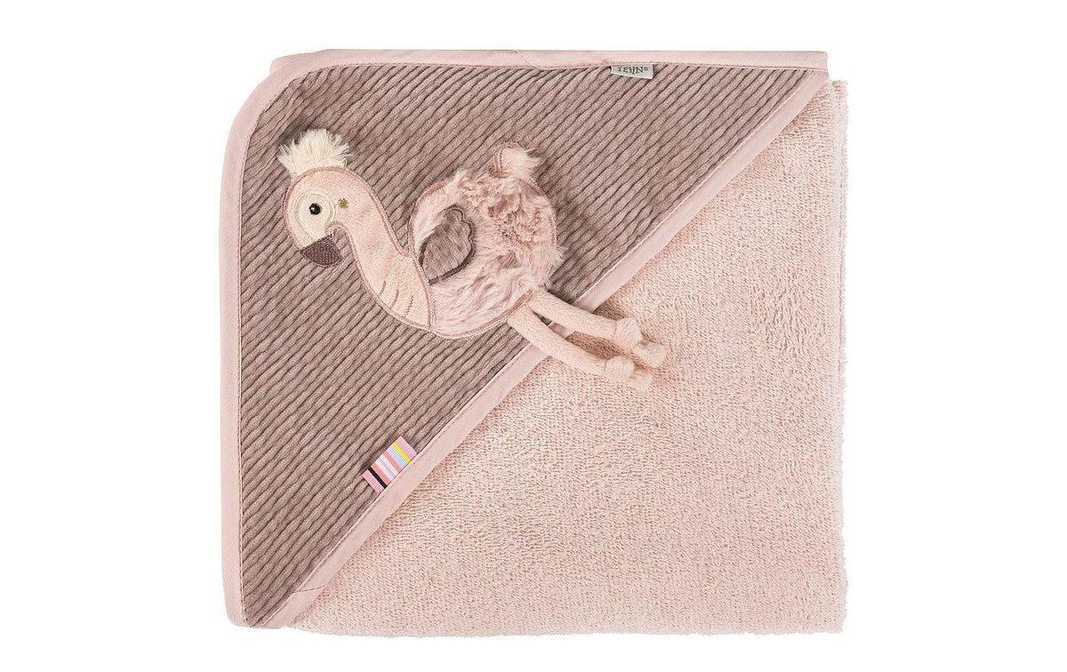 Fehn Kapuzenbadetuch Flamingo Rose ab 0+ Monaten