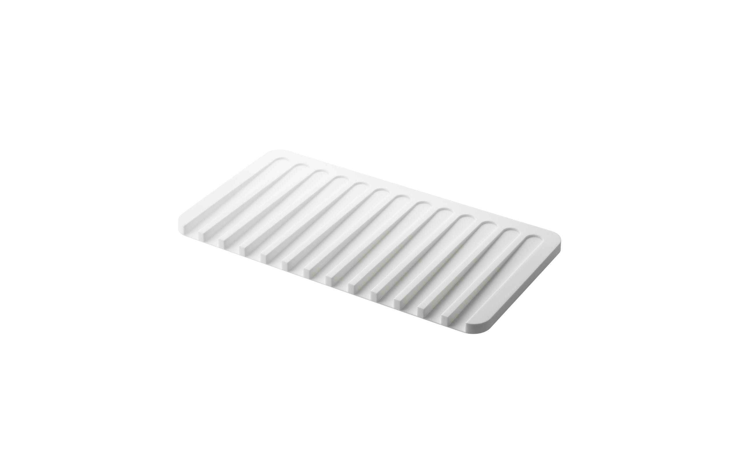 Yamazaki Abtropfmatte FLOW Silikon, B 38 x T 20 x H 1,2 cm, Weiss