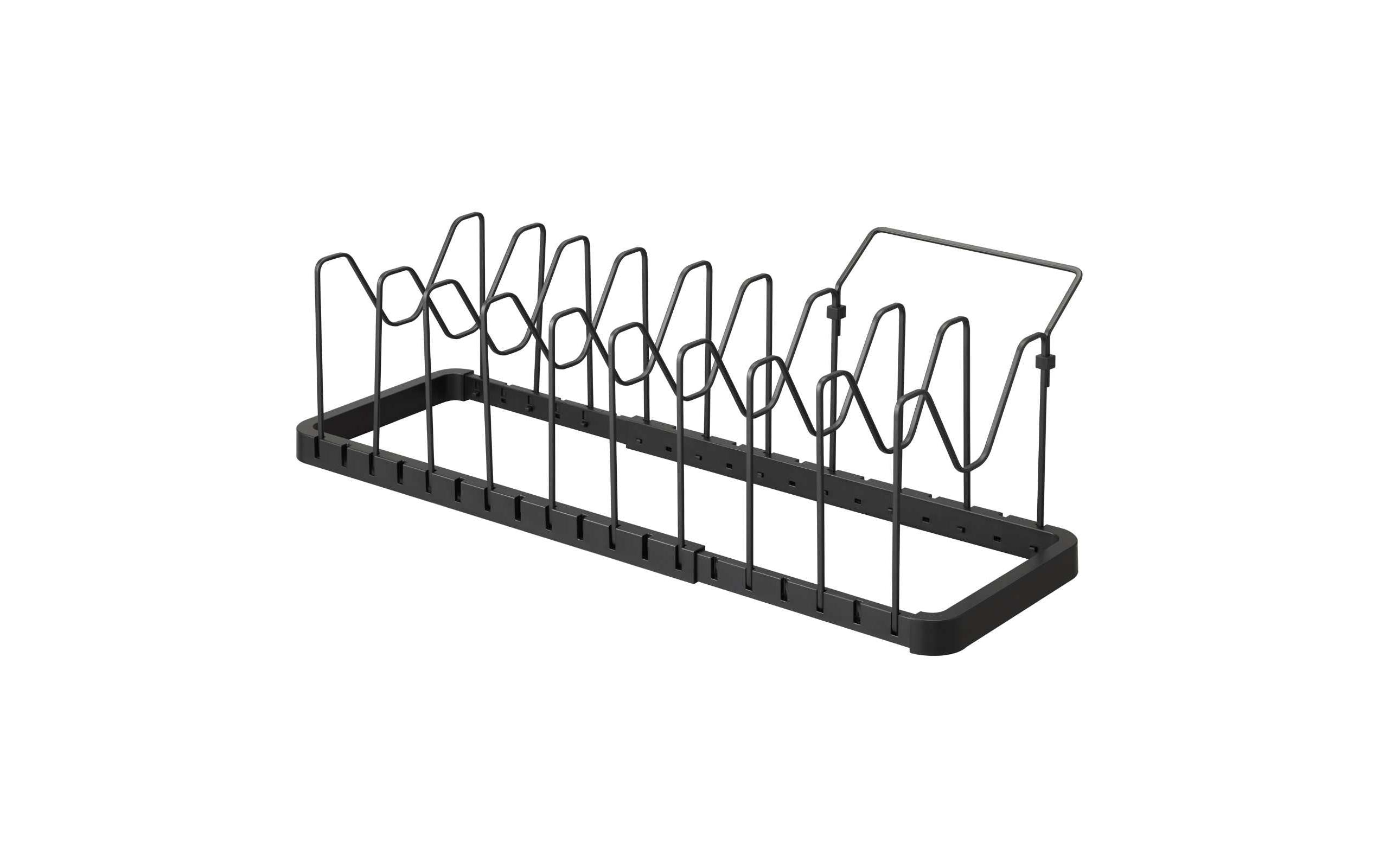 Yamazaki Pfannen Organizer Tower ABS/Stahl, ausziehbar, Schwarz