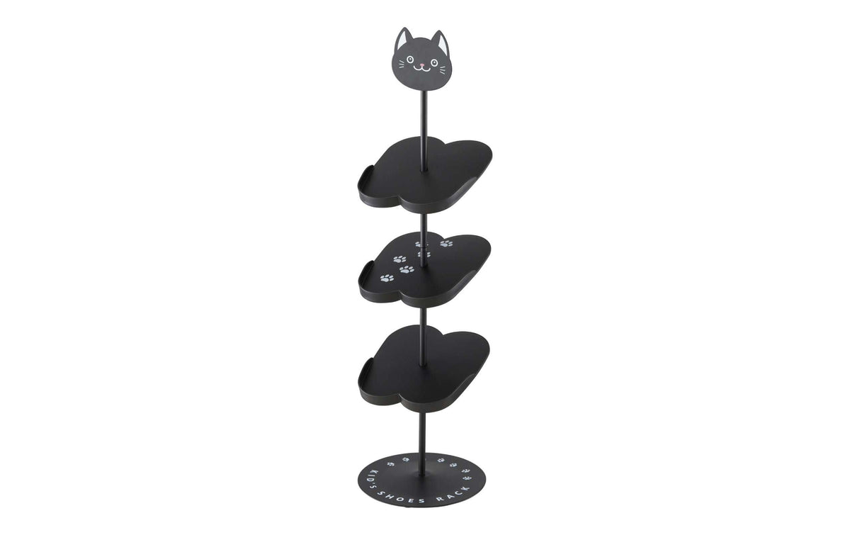 Yamazaki Kinder-Schuhregal Katze Stahl, B 18 x T 18 x H 67 cm, Schwarz