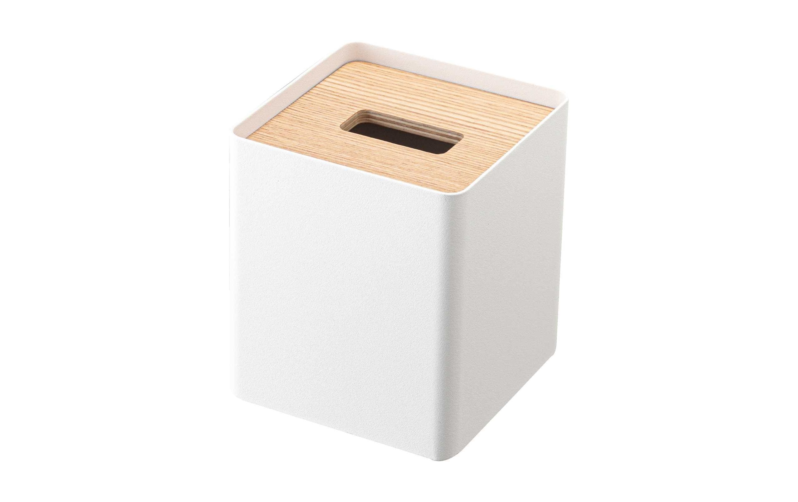 Yamazaki Taschentuchbox Quadratisch Stahl/Sperrholz, Weiss