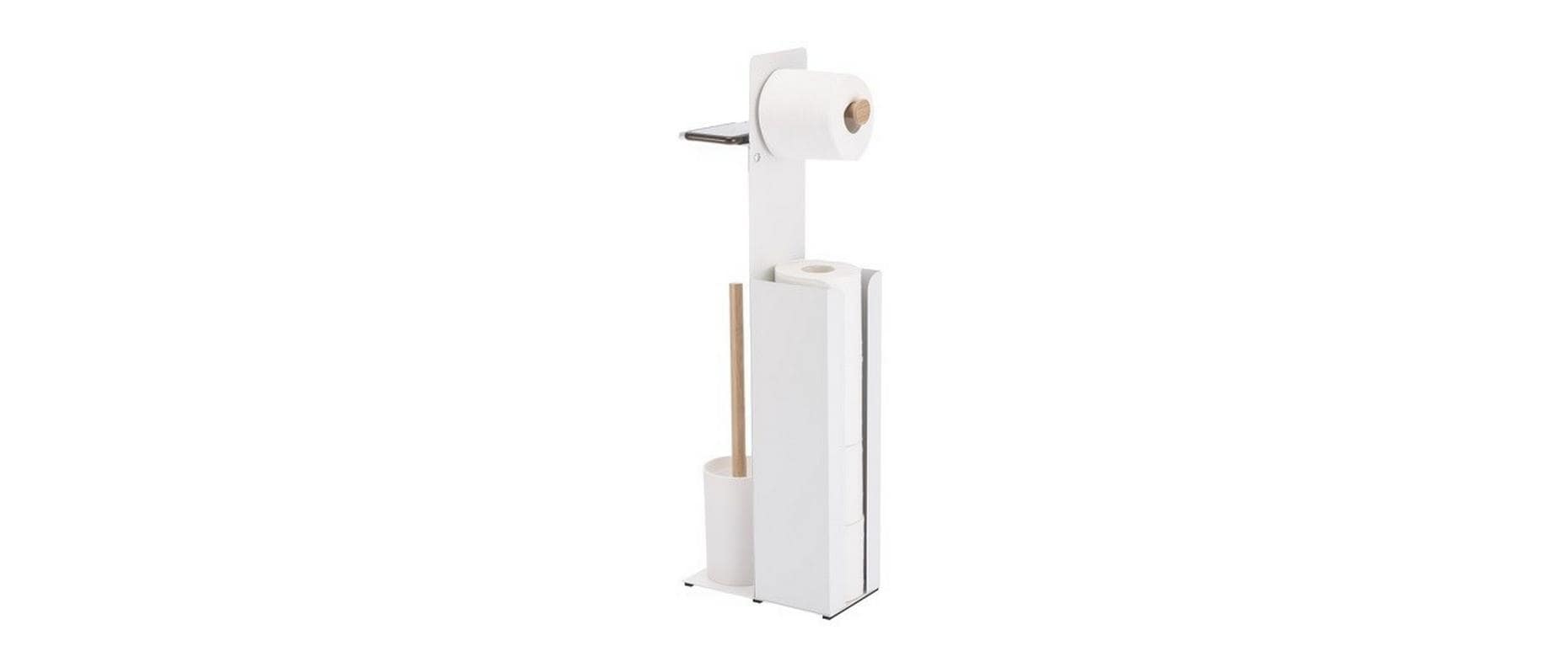 Spirella WC-Garnitur Yoni weiss matt/Bambus, inkl. Papierreserve