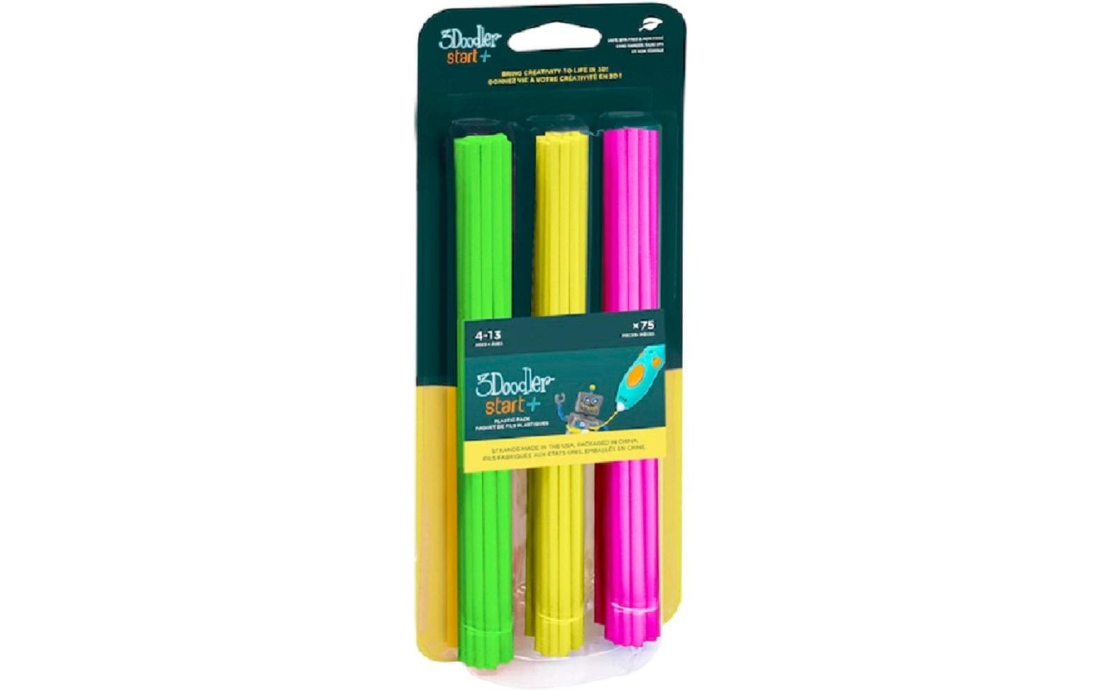 3Doodler Filament Start+ 75 Stück Neon Glow (Neon-pink,gelb,grün)