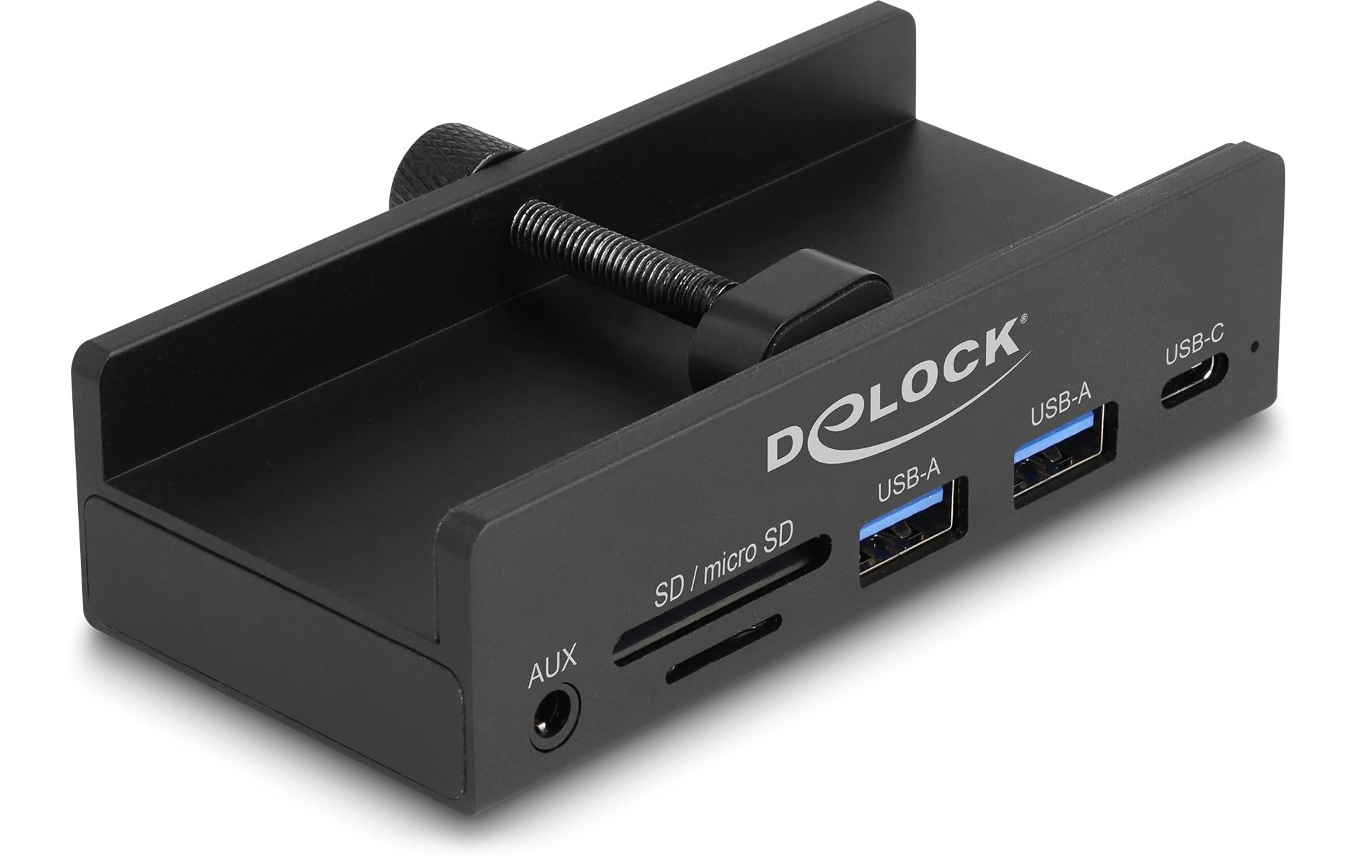 Delock Externer USB Hub, 3 Port, CardReader 1xUSB-C, 2xUSB-A, 1xSD Slot, 1xmicroSD Slot