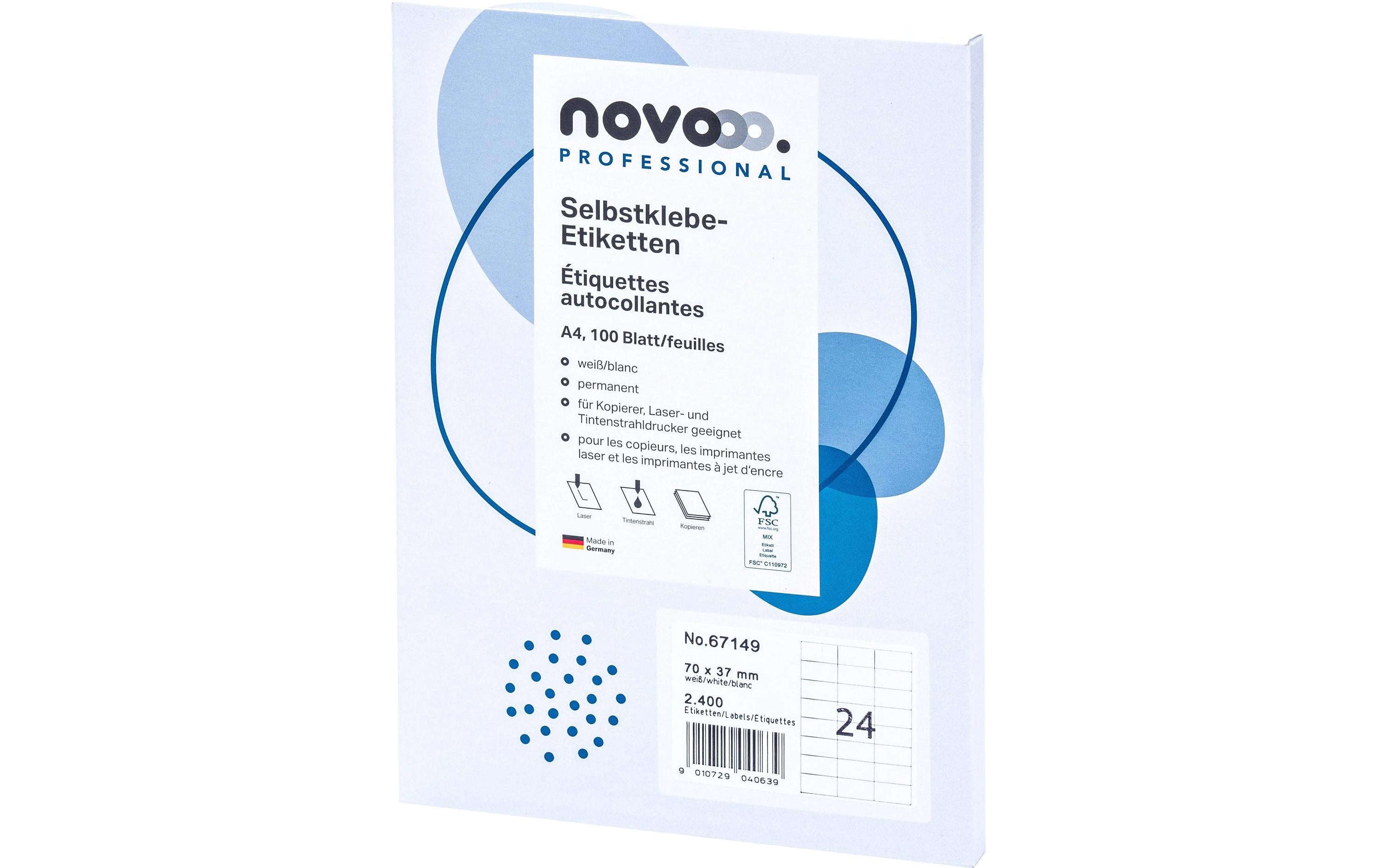 NOVOOO Etiketten 70x37 mm 67149 weiss 2400 Stück