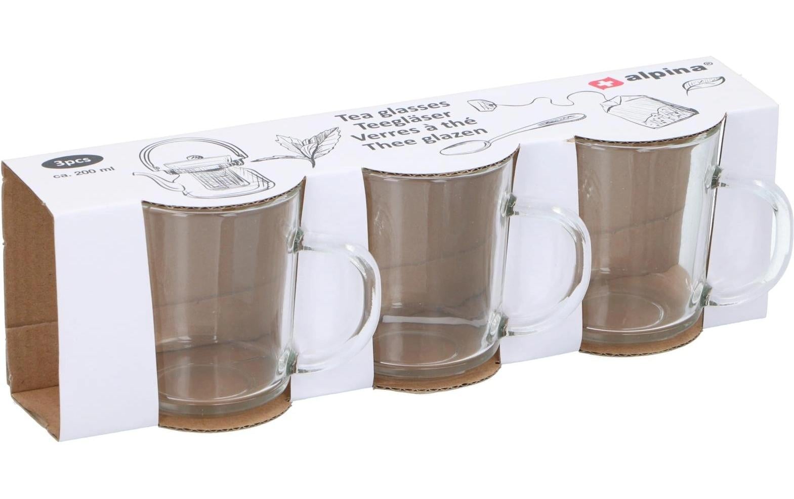 Alpina Teetasse 200ml, 6 Stück Glas, 7x30x8.5 cm, mit Henkel