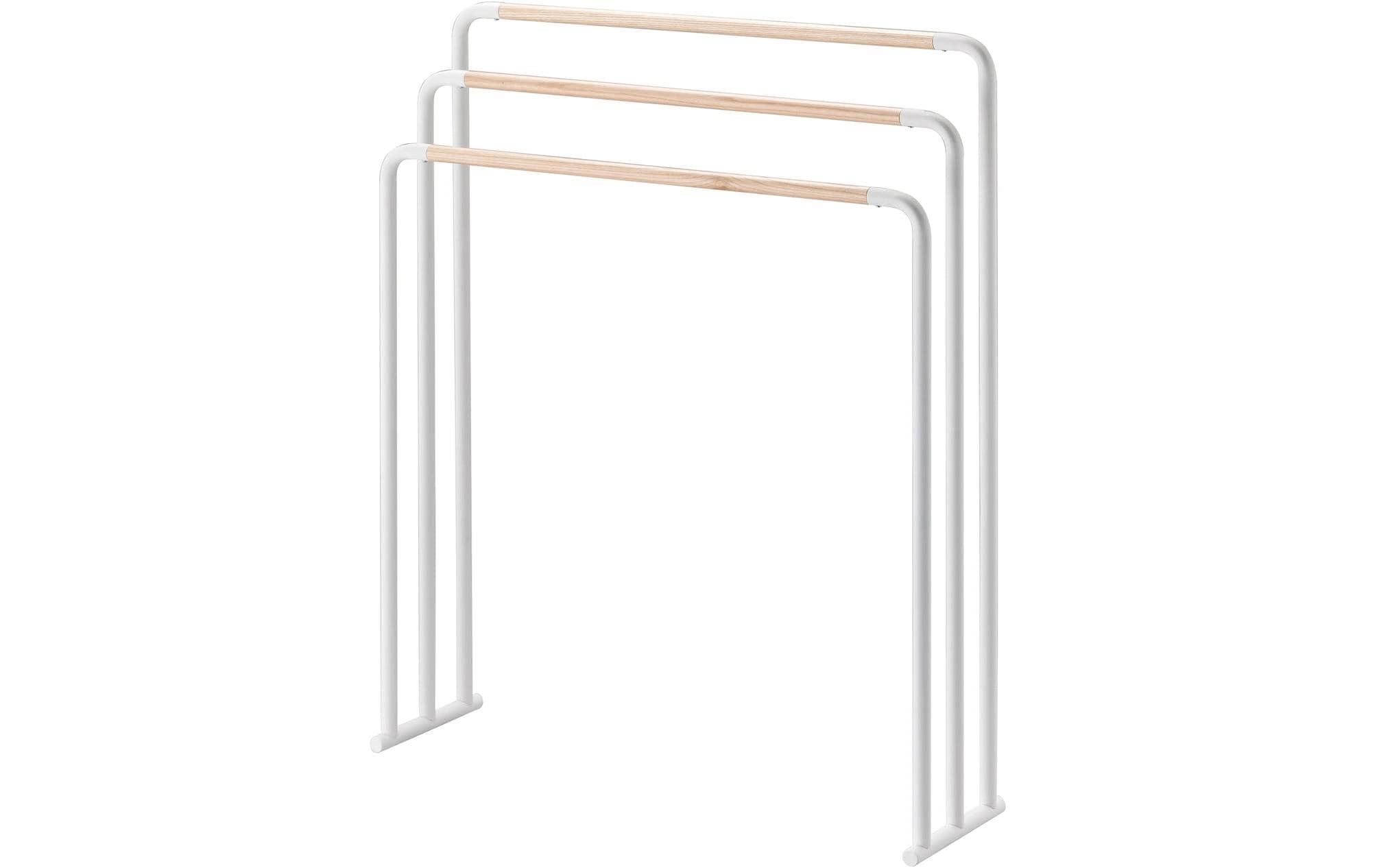 Yamazaki Handtuchständer PLAIN Stahl/MDF, B 70 x T 19 x H 83 cm, Weiss