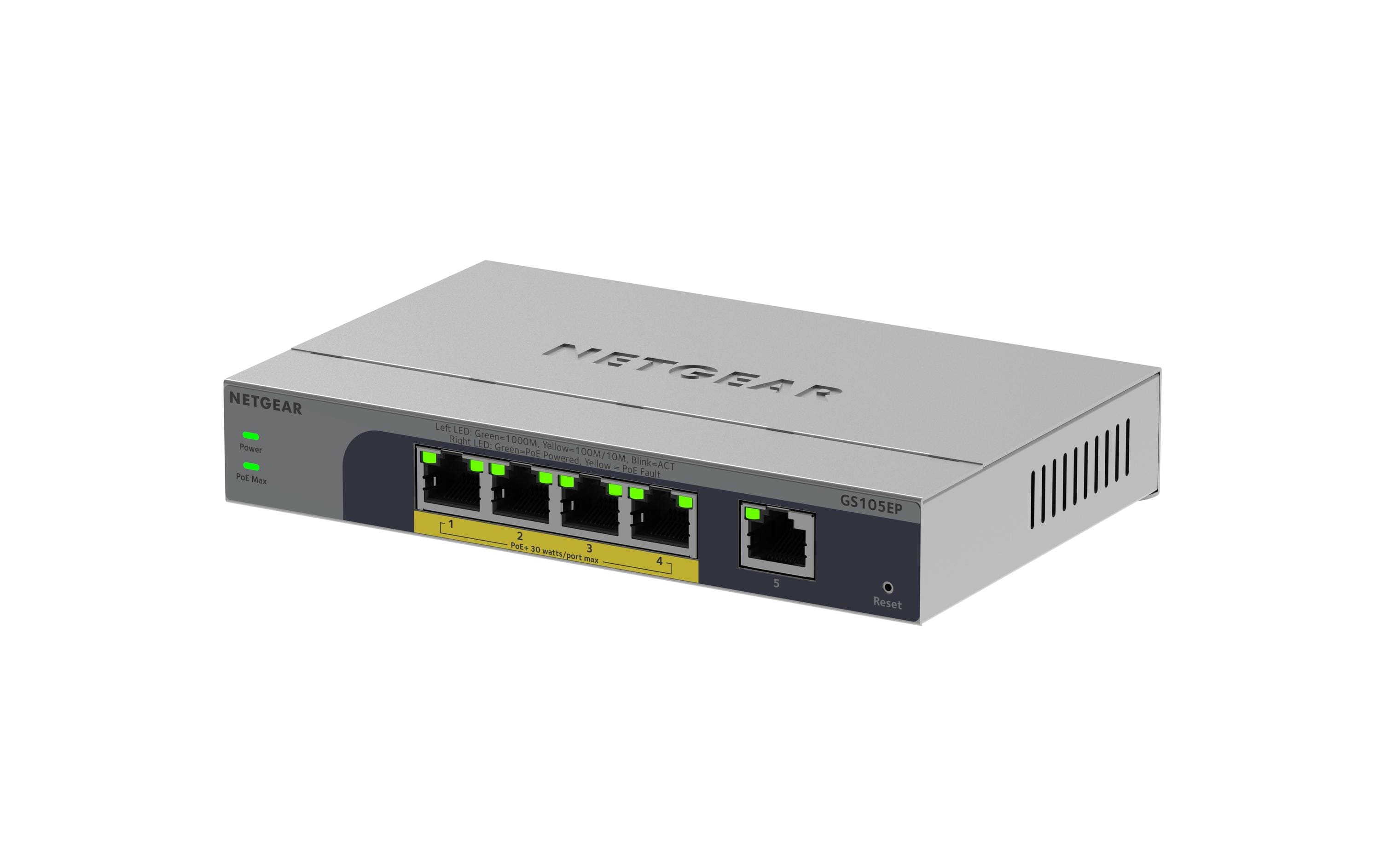 Netgear GS105EP: 5 Port Gigabit PoE+ Switch