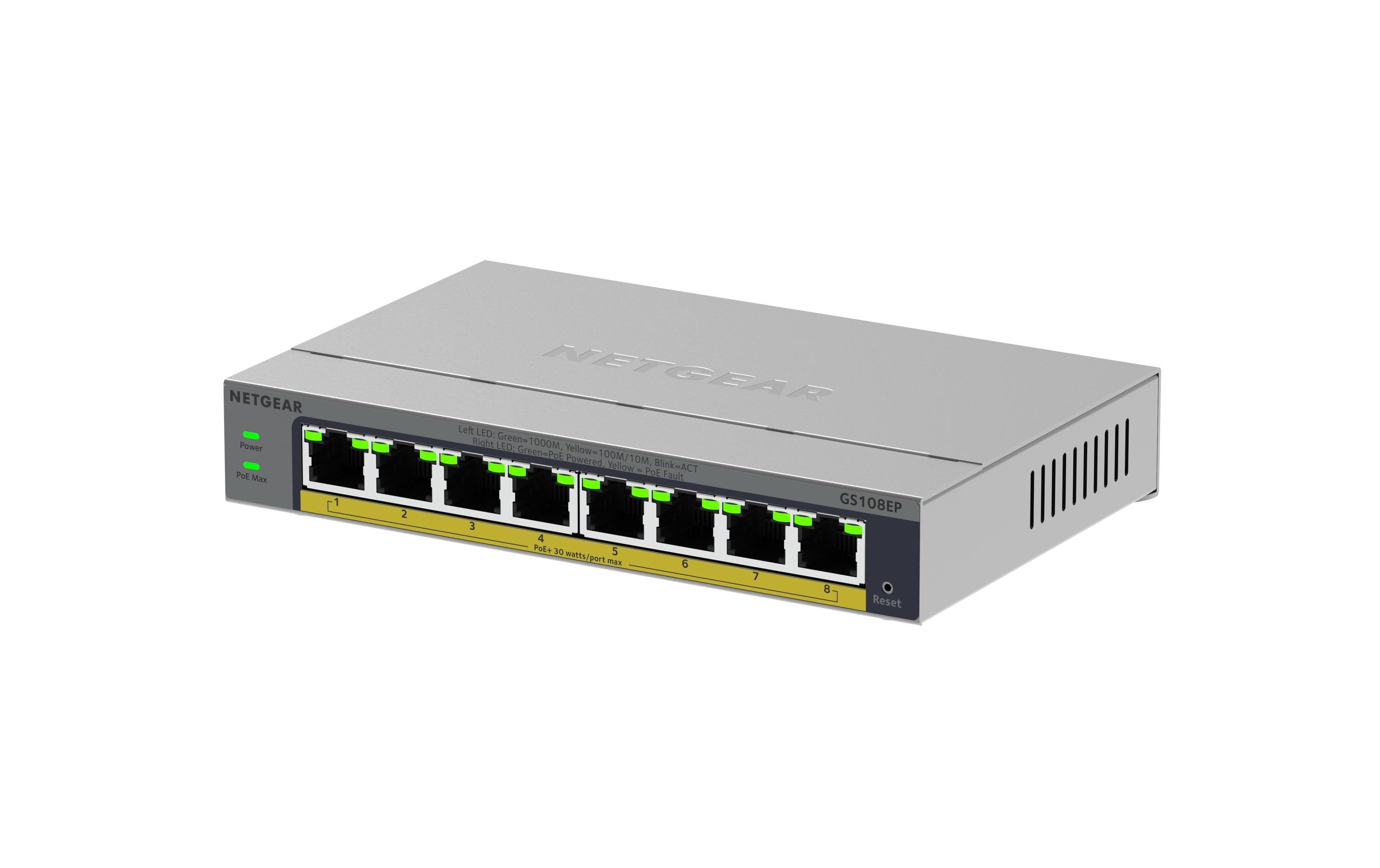 Netgear GS108EP: 8 Port Gigabit PoE+ Switch