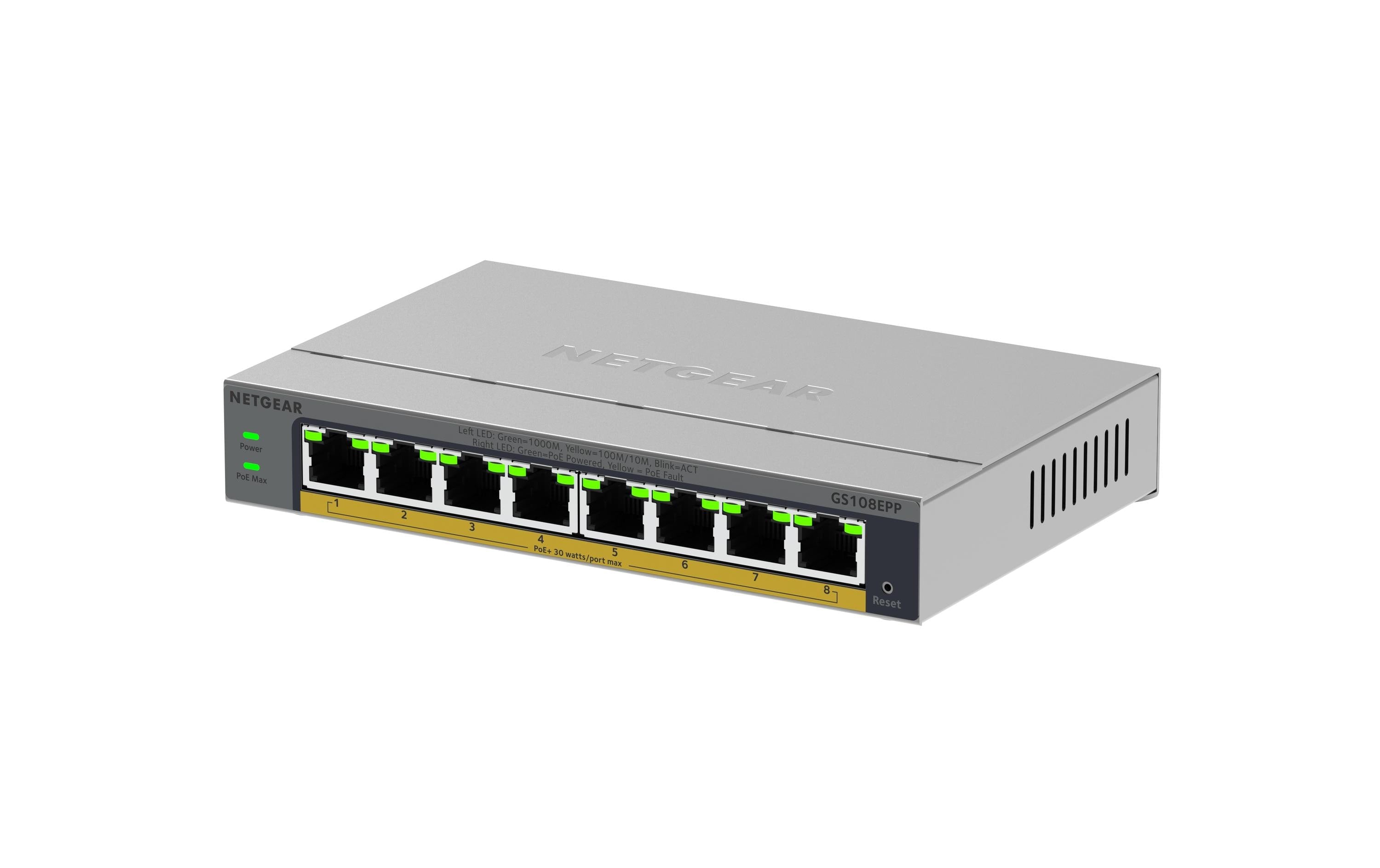 Netgear GS108EPP:8 Port Gigabit PoE+ Switch